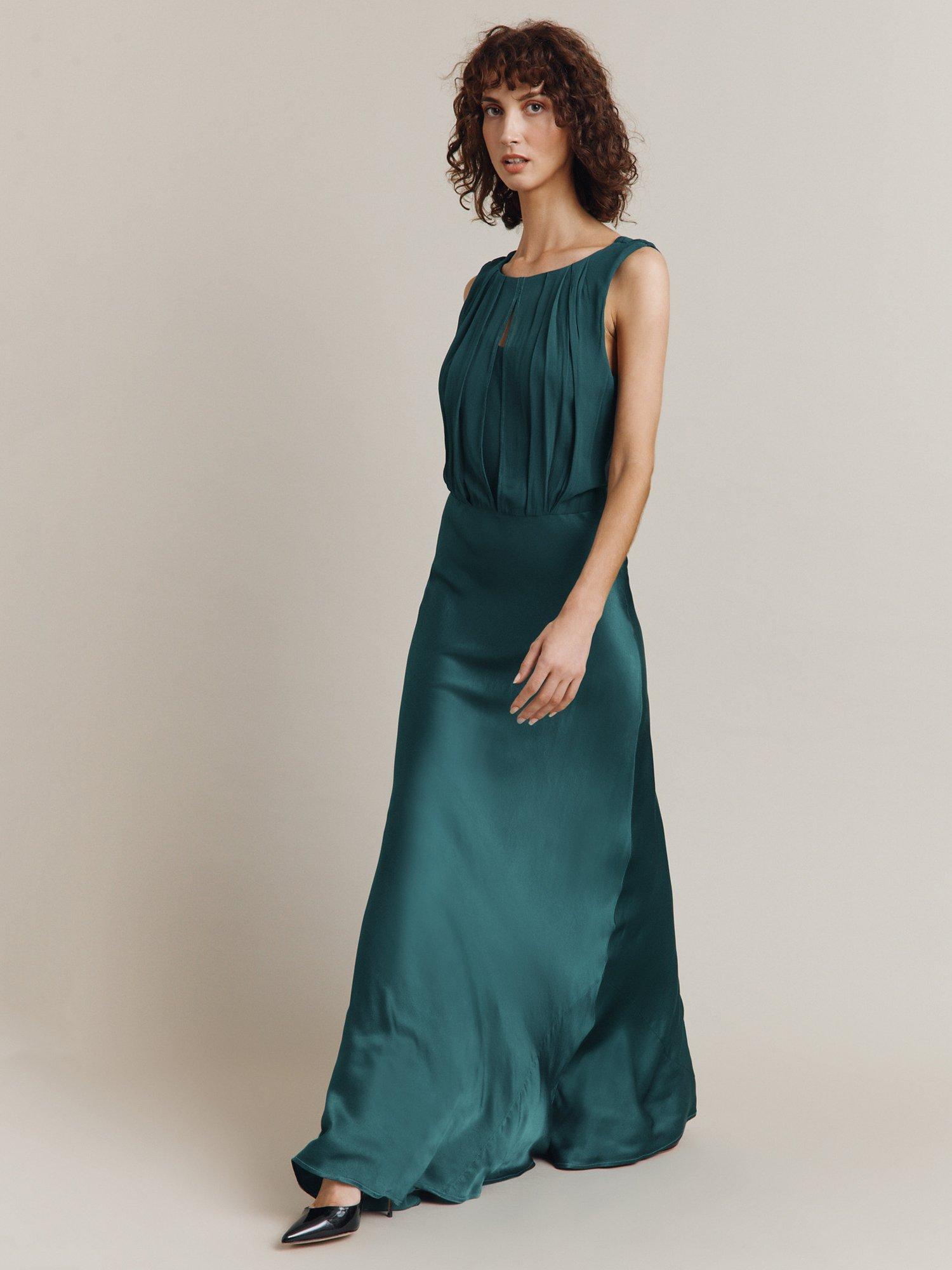 Ghost Beau Satin Skirt Maxi Dress, Emerald Sea