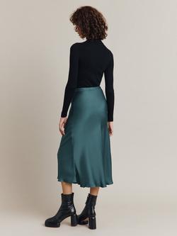 Ghost Luna Satin Midi Skirt - view 2, Dark Green
