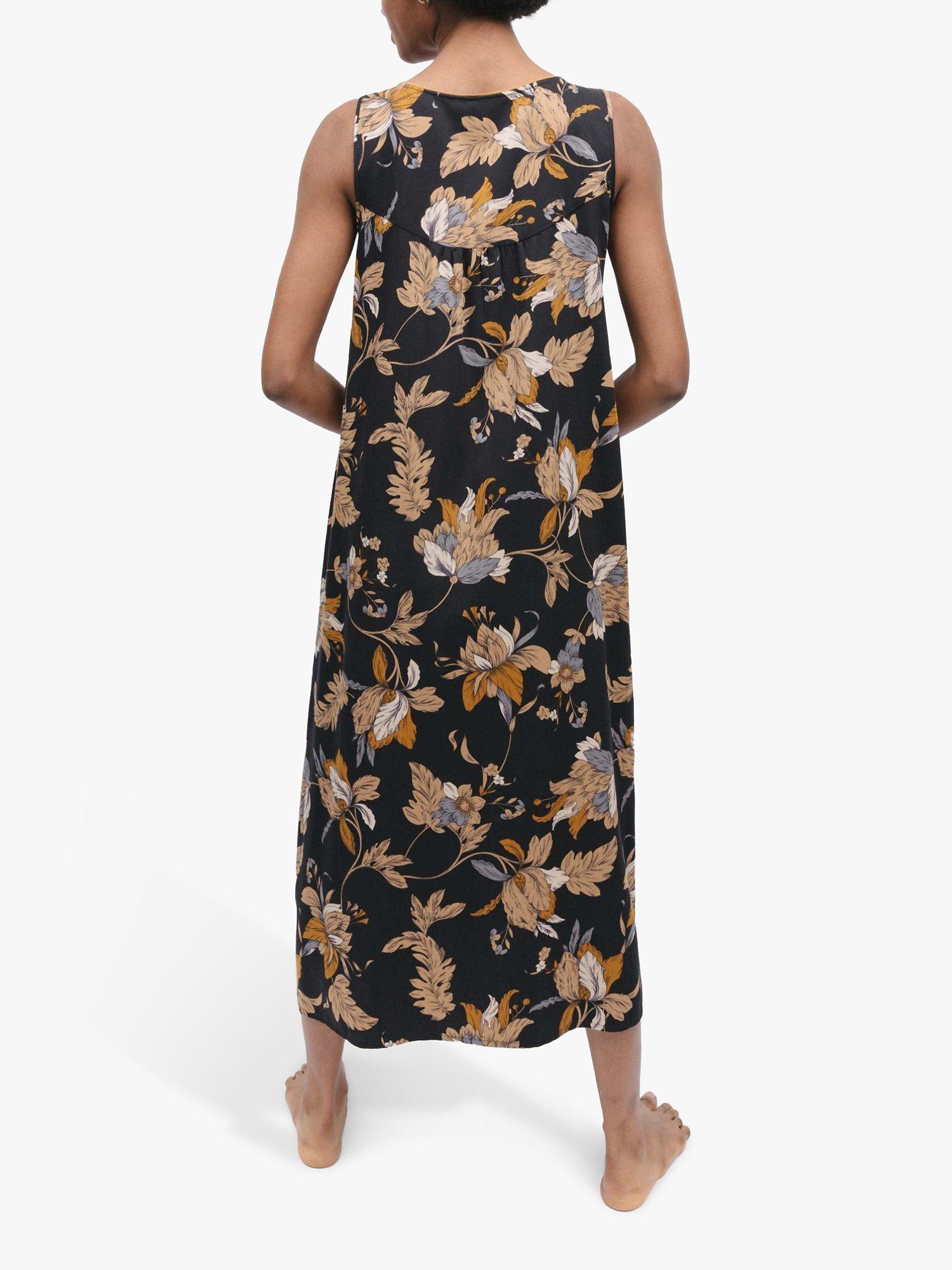 Product image 2 of 4, which shows Fable & Eve Brixton Floral Print Long Nightdress, Black/Multi, 8