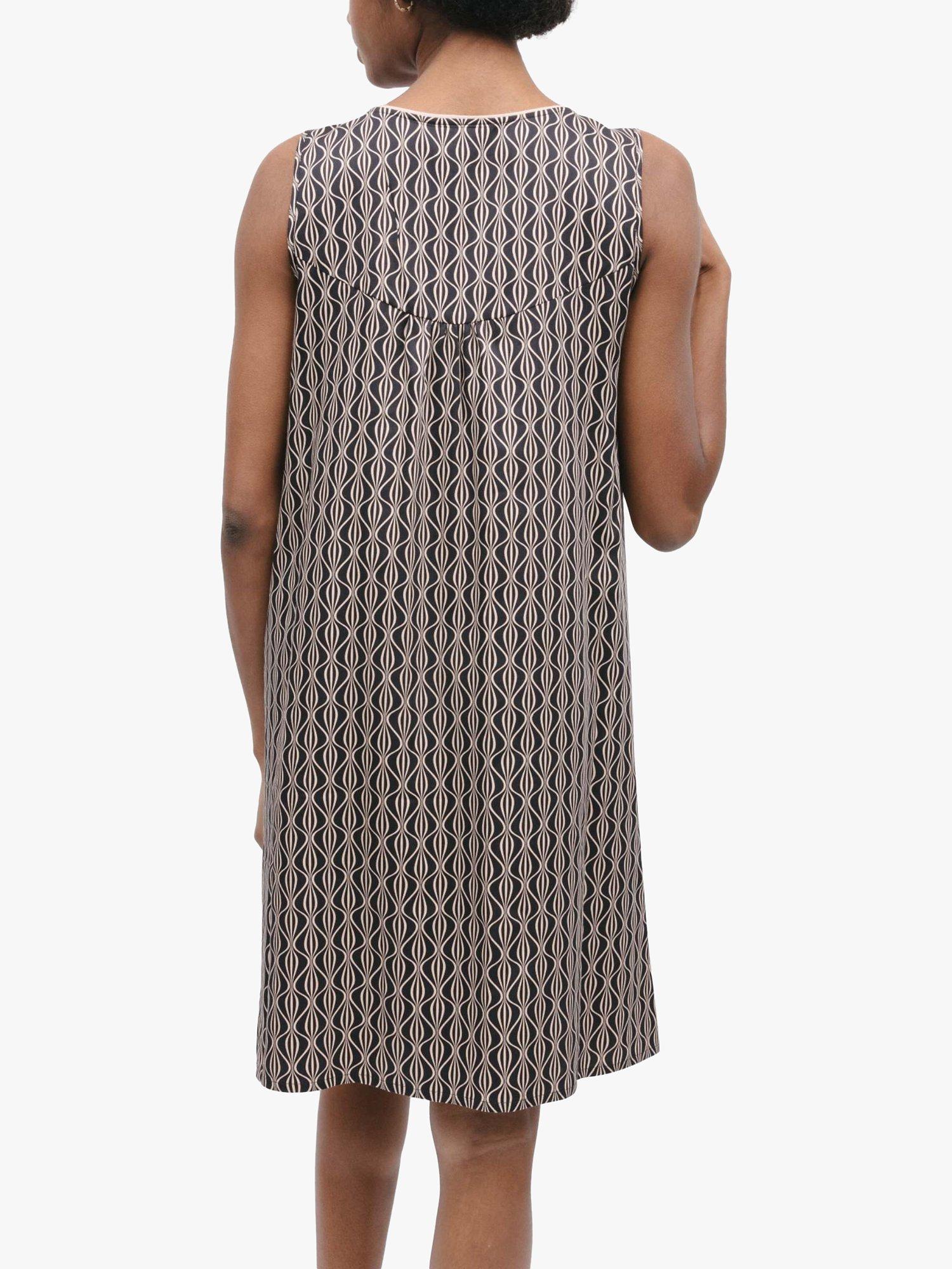 Product image 2 of 4, which shows Fable & Eve Brixton Geometric Print Nightdress, Black, 10