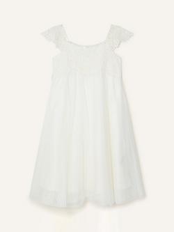 Monsoon Kids' Estella Embroidered Dress, Ivory, Ivory
