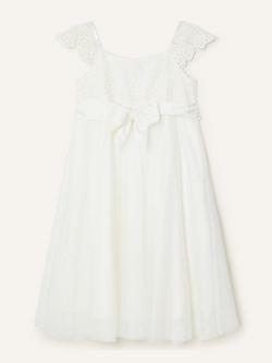 Monsoon Kids' Estella Embroidered Dress, Ivory - view 2, Ivory