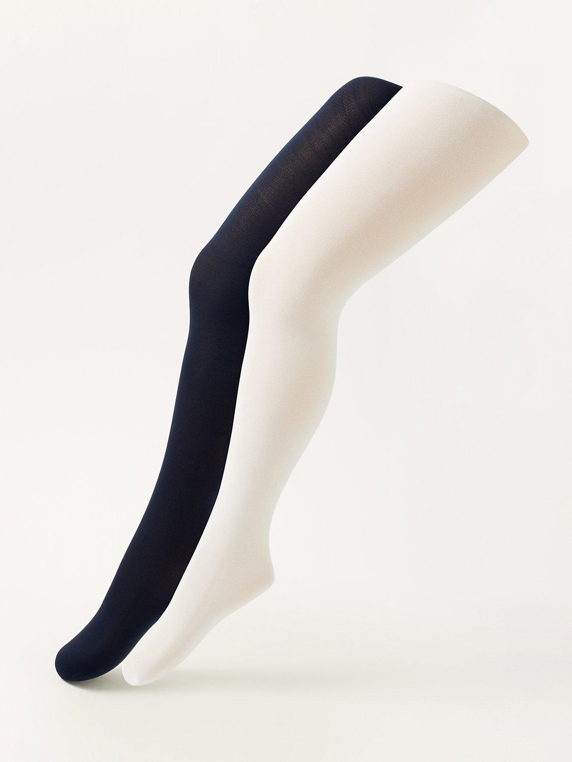 Product image 2 of 3, which shows Monsoon Kids' Plain Tights, Pack of 2, Multi, 3-4 years