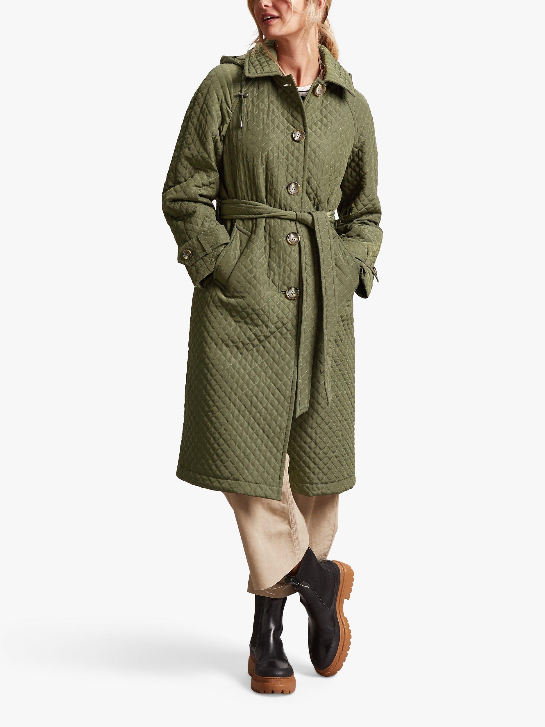 Product image 2 of 7, which shows Four Seasons Quilted Trench Coat, Khaki, S