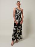 Phase Eight Collection 8 Serafina Floral Sequin Embellished Maxi Dress, Black/Gold