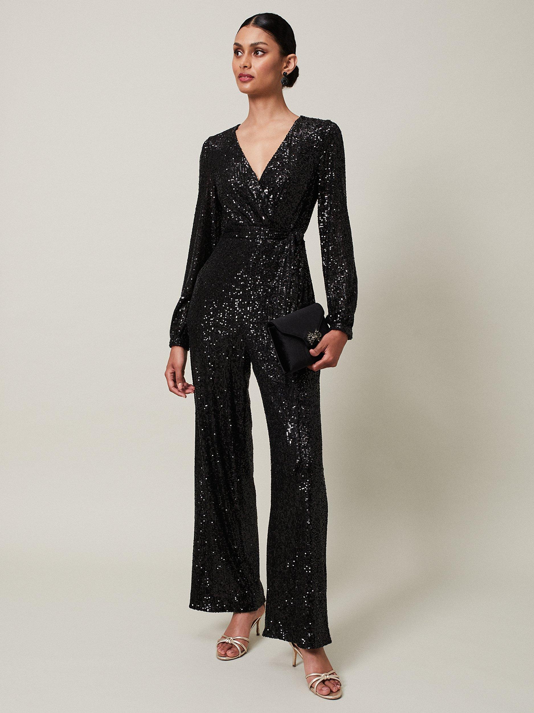 Phase Eight Alessandra Sequin Jumpsuit, Black