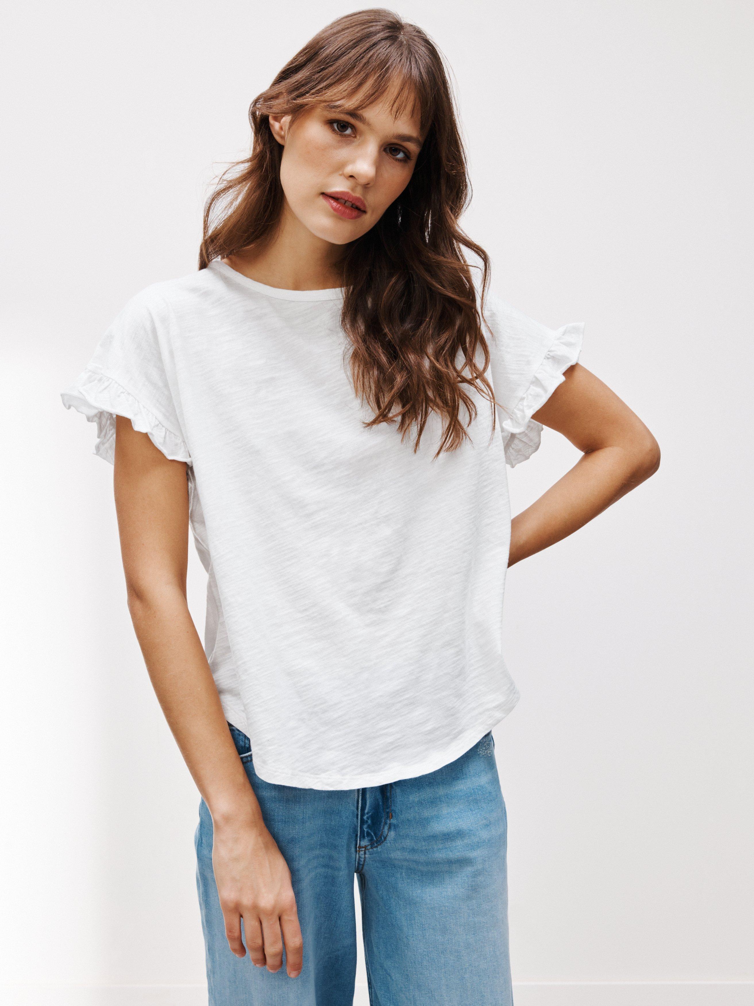 AND/OR Francesca Ruffle Sleeve T-Shirt, White