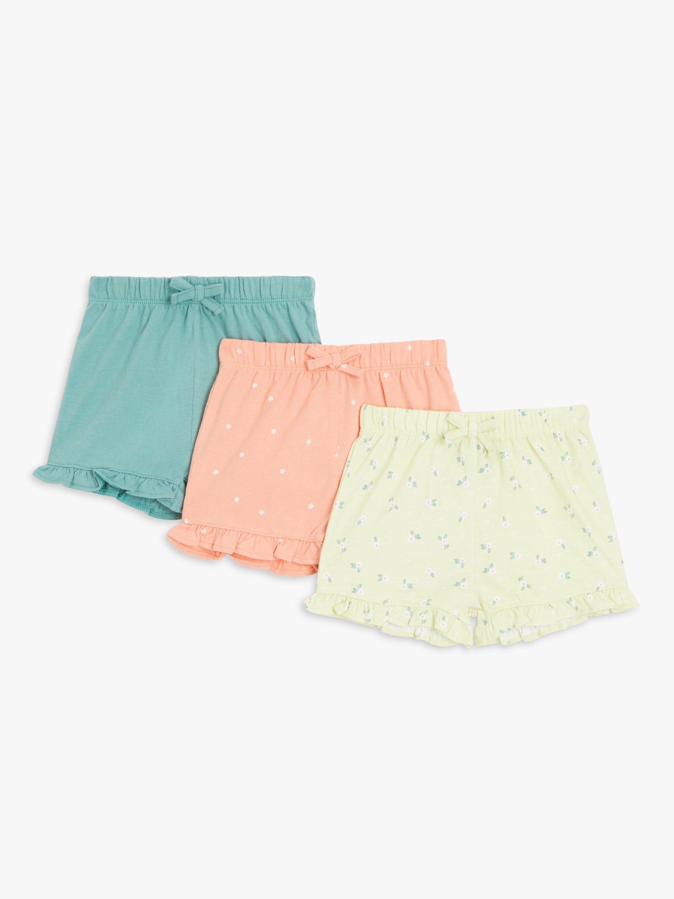 John Lewis Baby Floral & Plain Shorts, Pack of 3, Multi