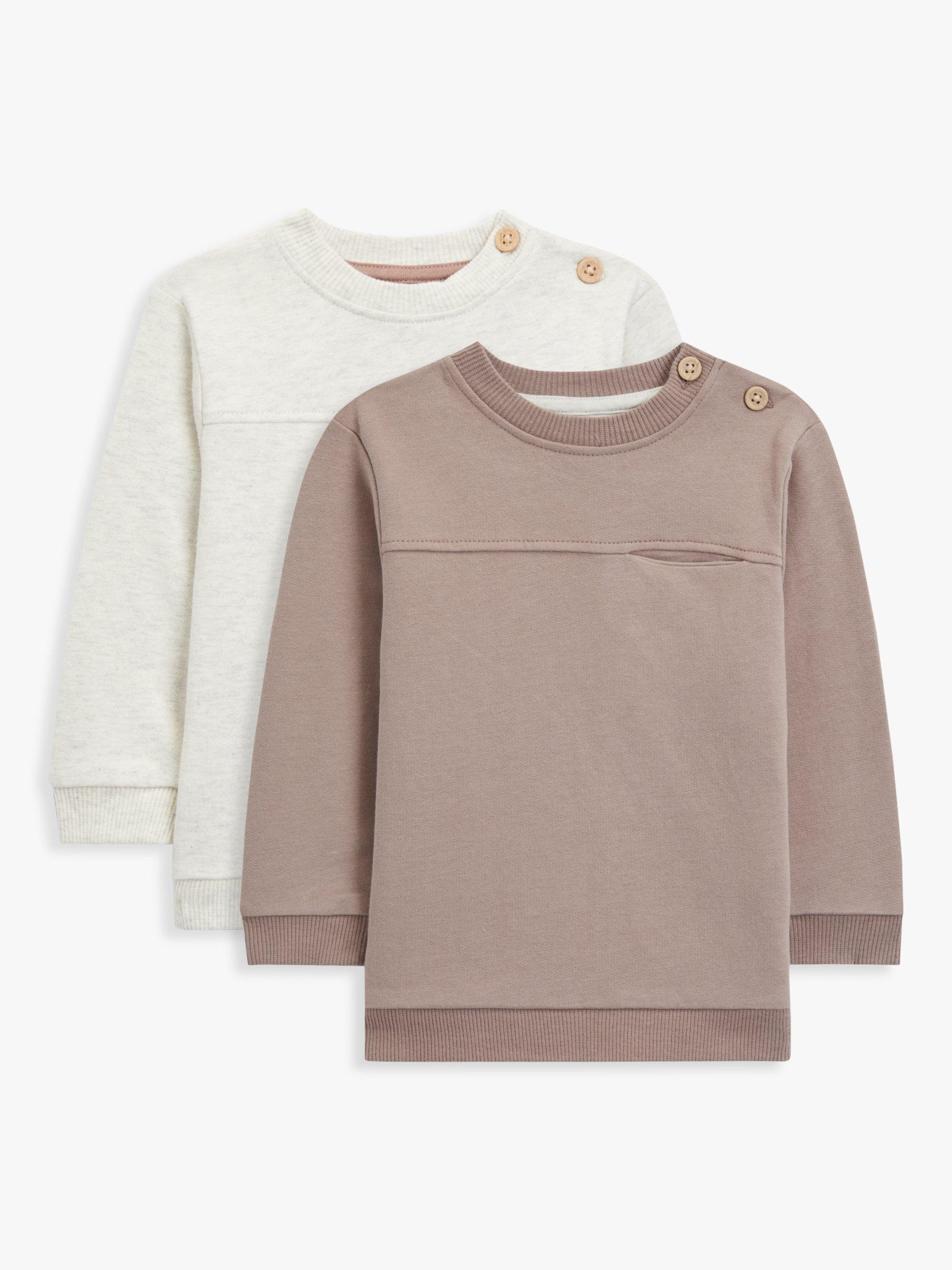 John Lewis Baby Shoulder Button Sweatshirt, Pack of 2