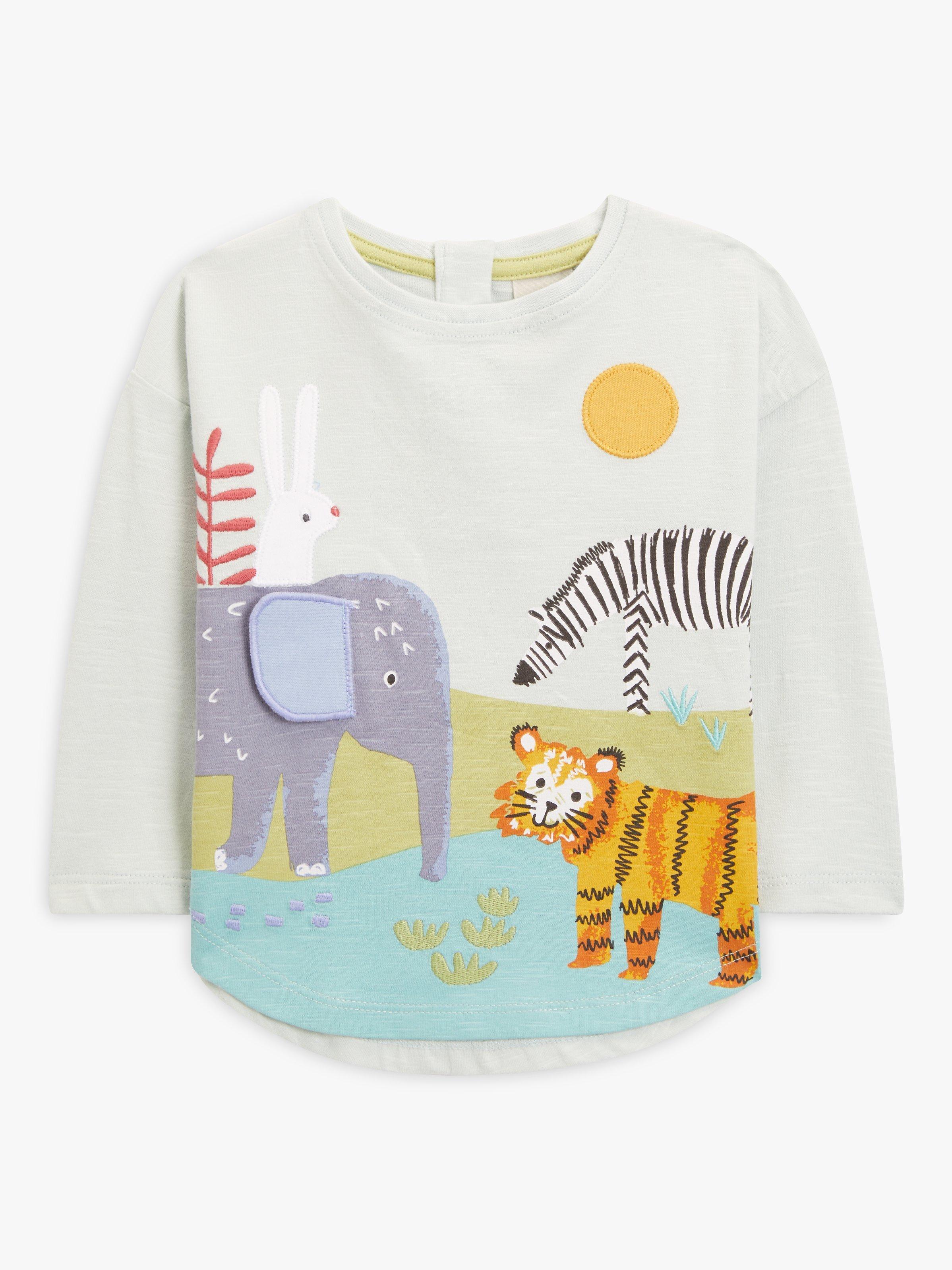 John Lewis Baby Cotton Animal Scene Long Sleeve T-Shirt, Multi