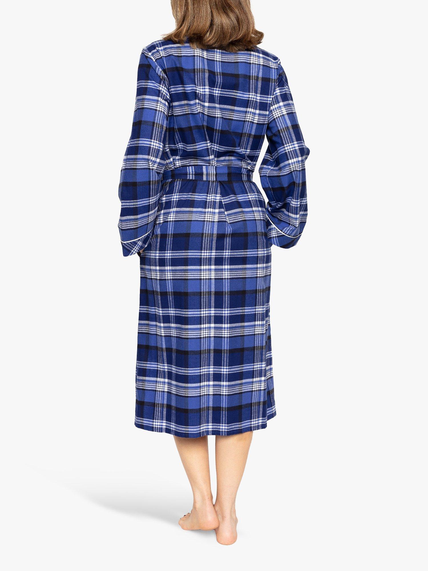 Product image 2 of 3, which shows Cyberjammies Riley Check Wrap Dressing Gown, Navy, 8