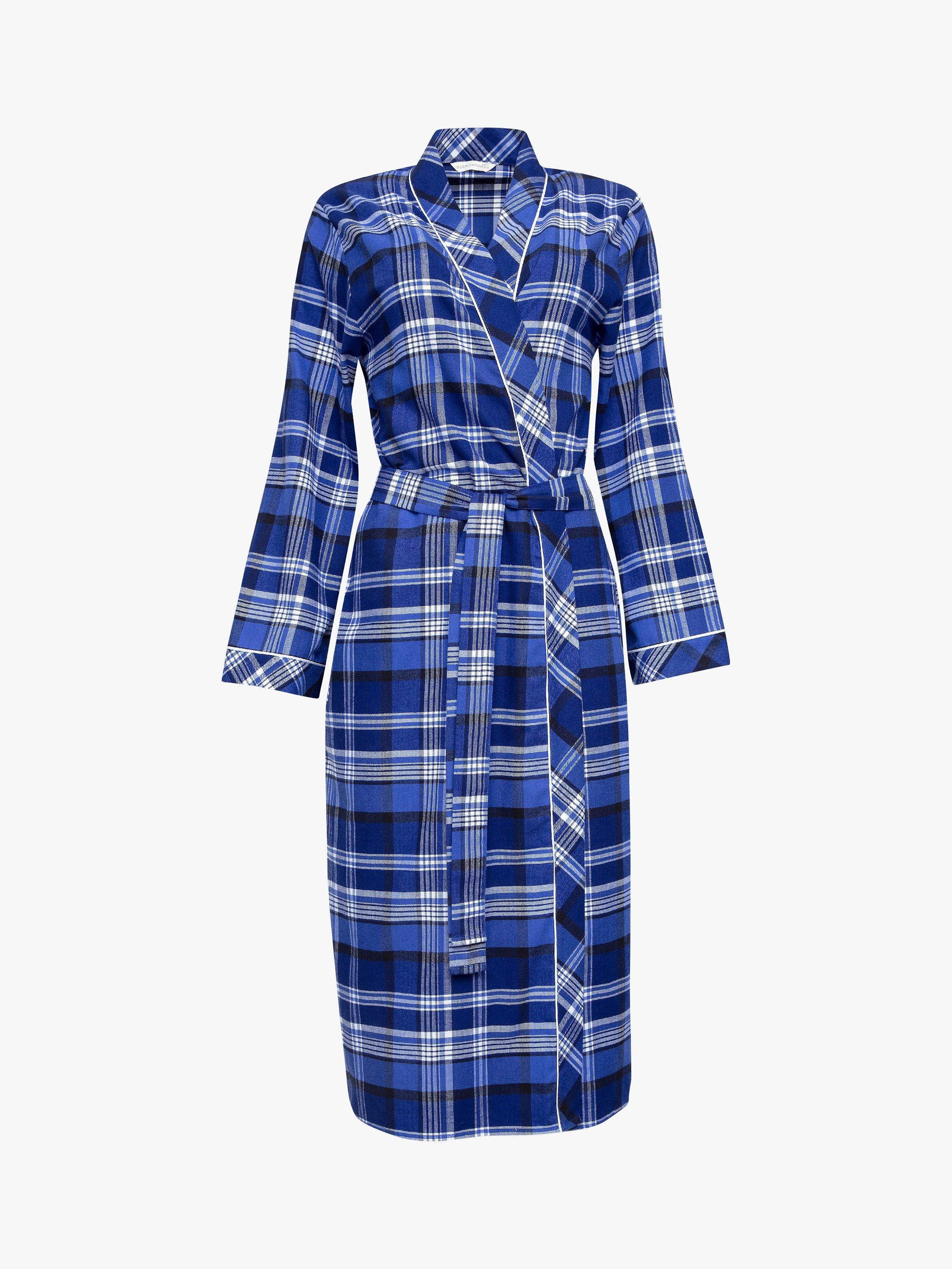 Product image 3 of 3, which shows Cyberjammies Riley Check Wrap Dressing Gown, Navy, 8