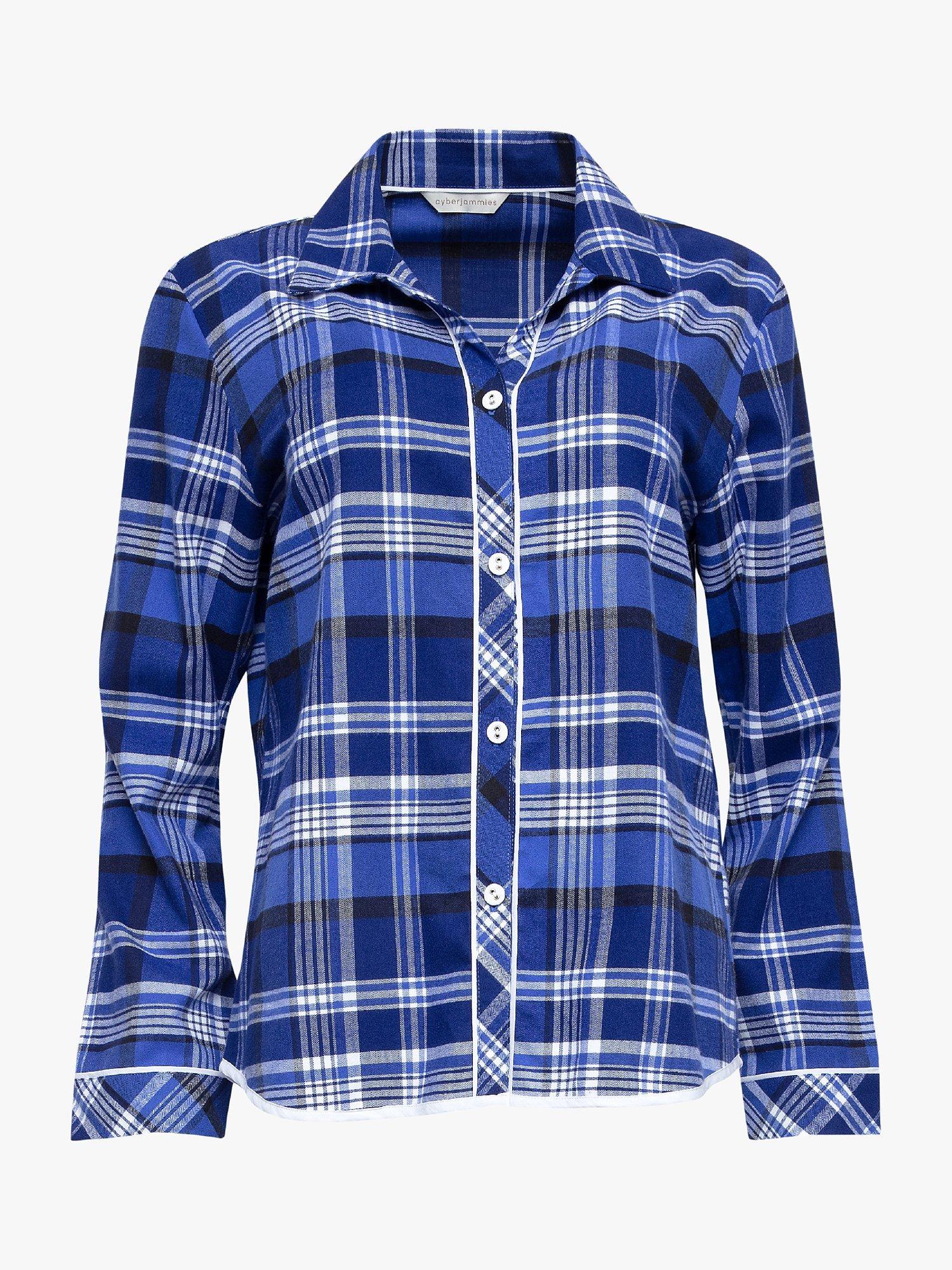 Product image 3 of 4, which shows Cyberjammies Riley Check Pyjama Top, Navy, 8
