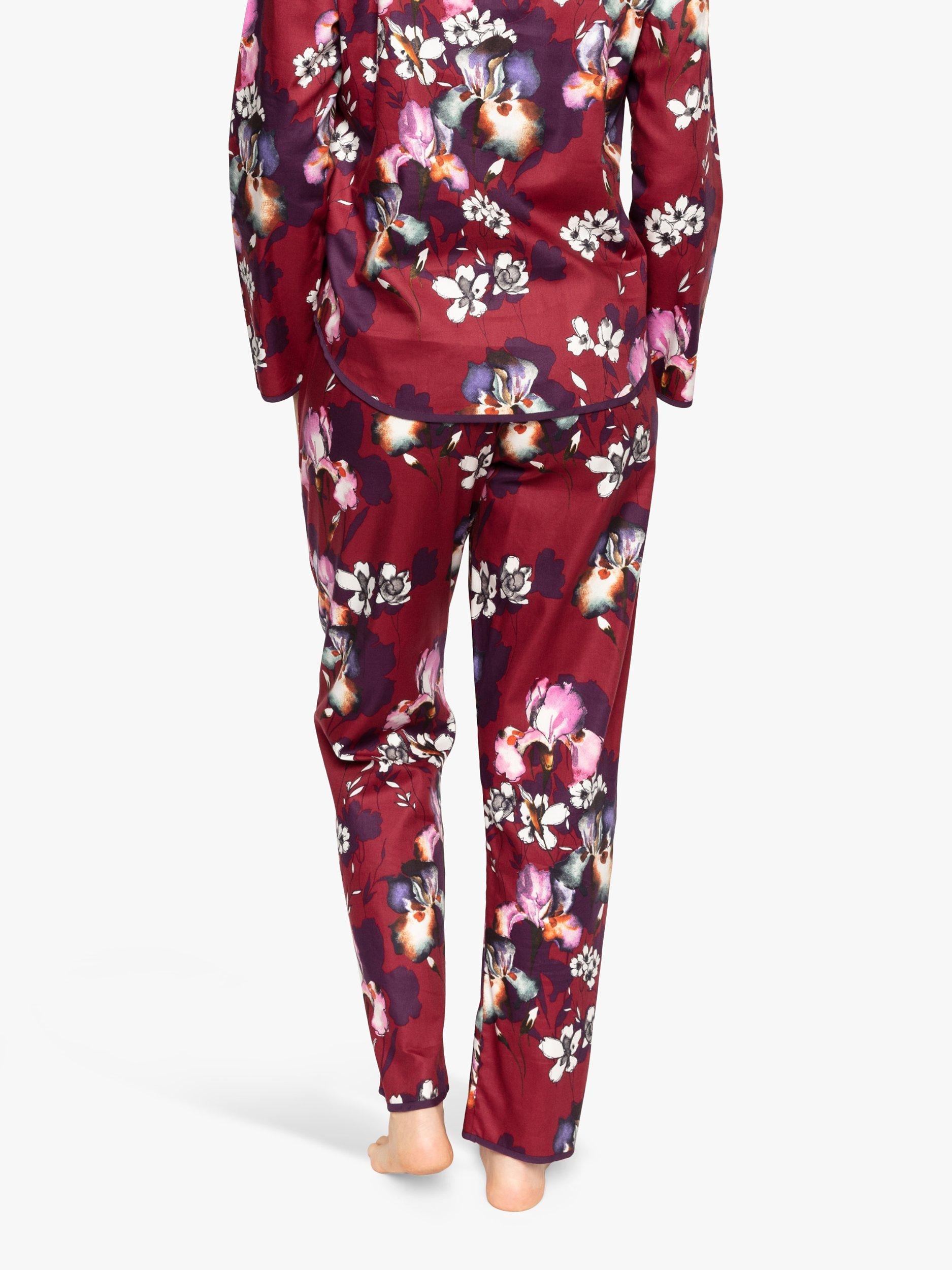 Product image 2 of 4, which shows Cyberjammies Clarissa Floral Print Pyjama Bottoms, Burgundy Mix, 8