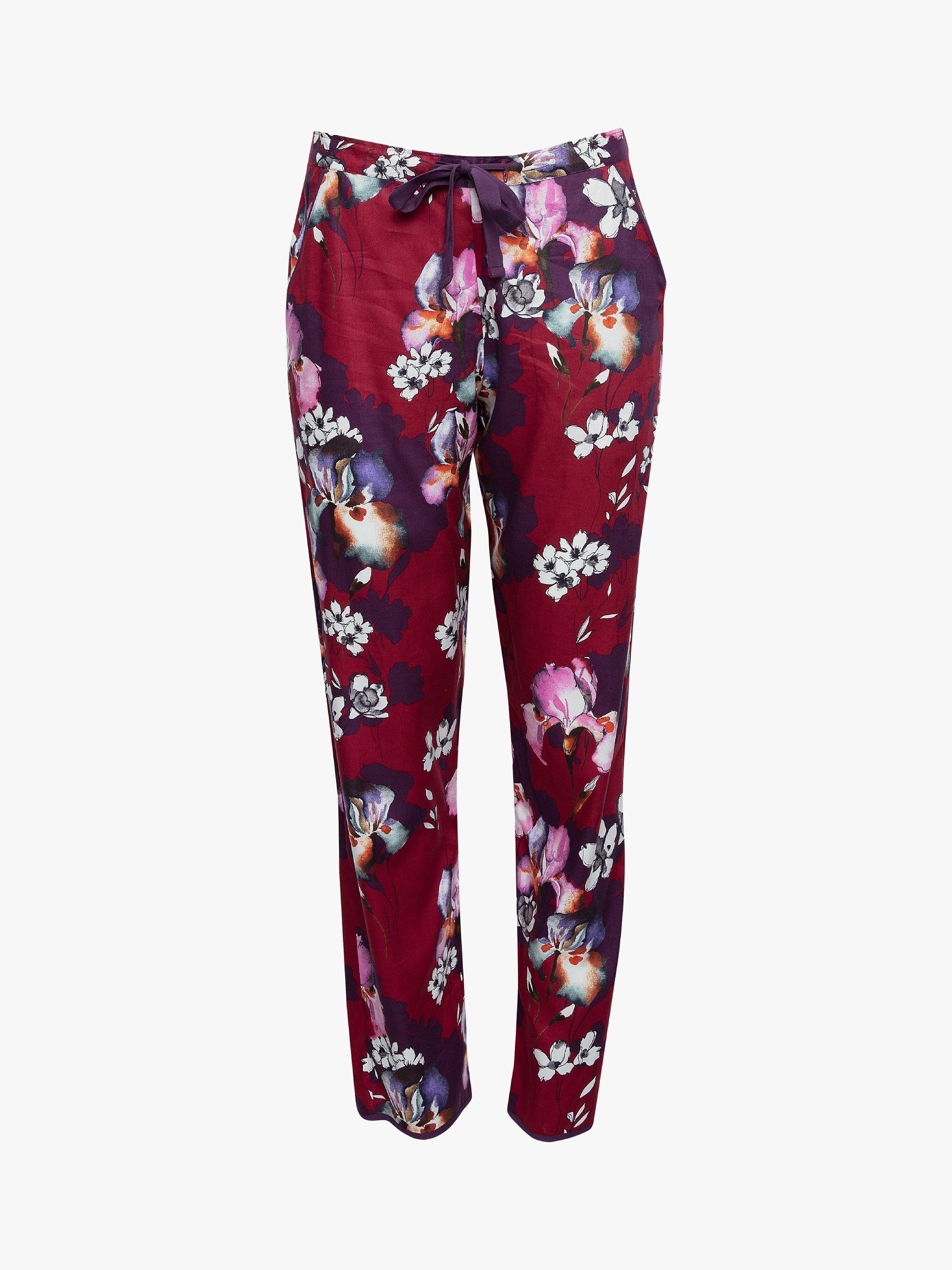 Product image 3 of 4, which shows Cyberjammies Clarissa Floral Print Pyjama Bottoms, Burgundy Mix, 8