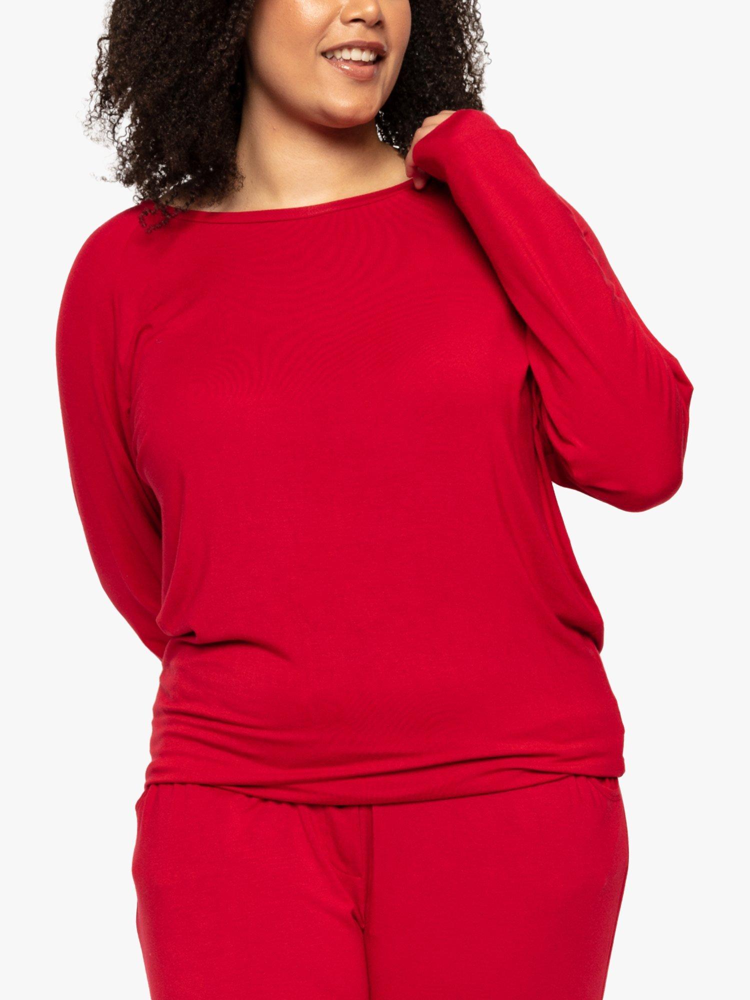 Product image 1 of 4, which shows Cyberjammies Windsor Knit Slouch Pyjama Top, Red, 8