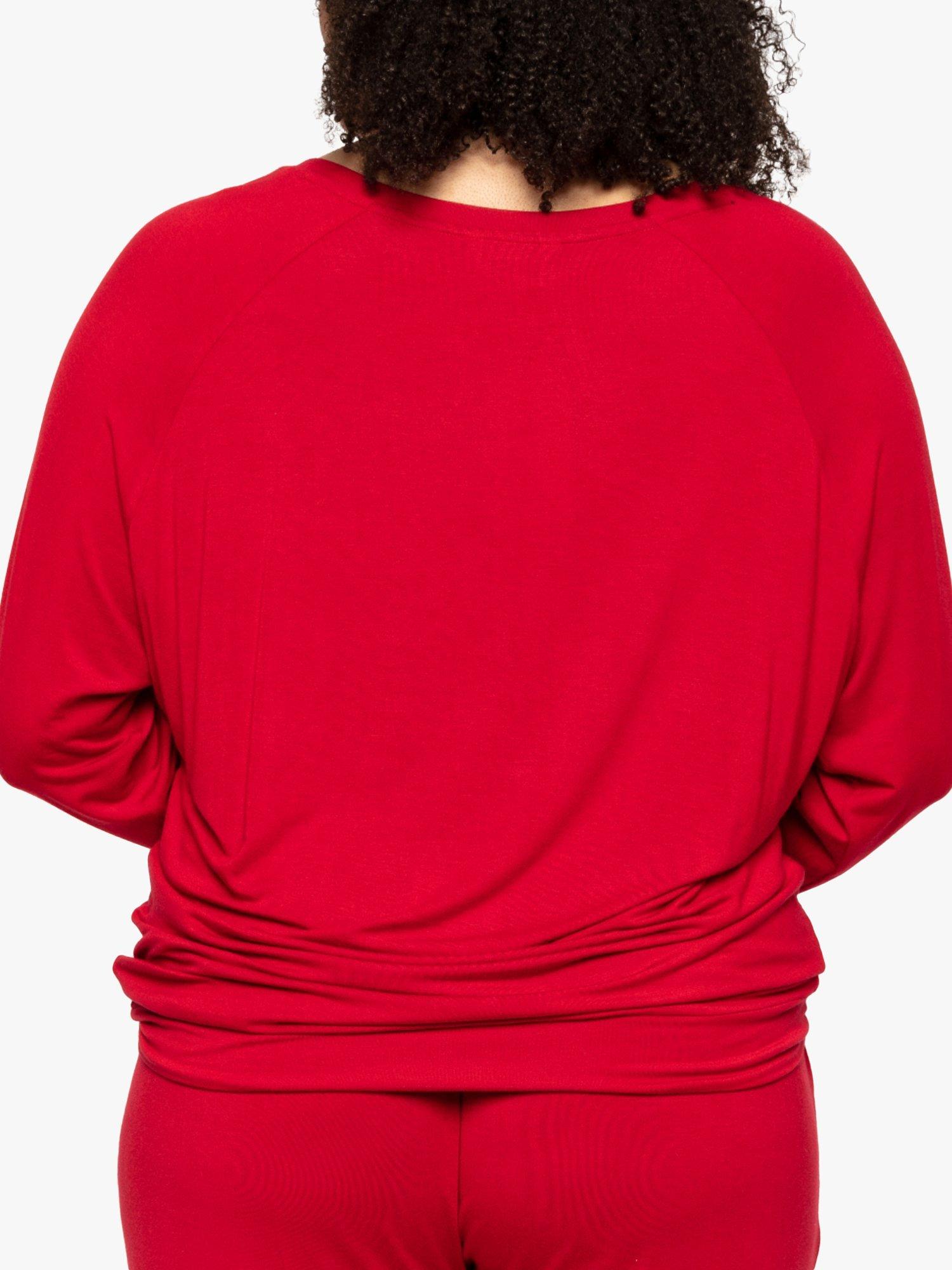 Product image 2 of 4, which shows Cyberjammies Windsor Knit Slouch Pyjama Top, Red, 8