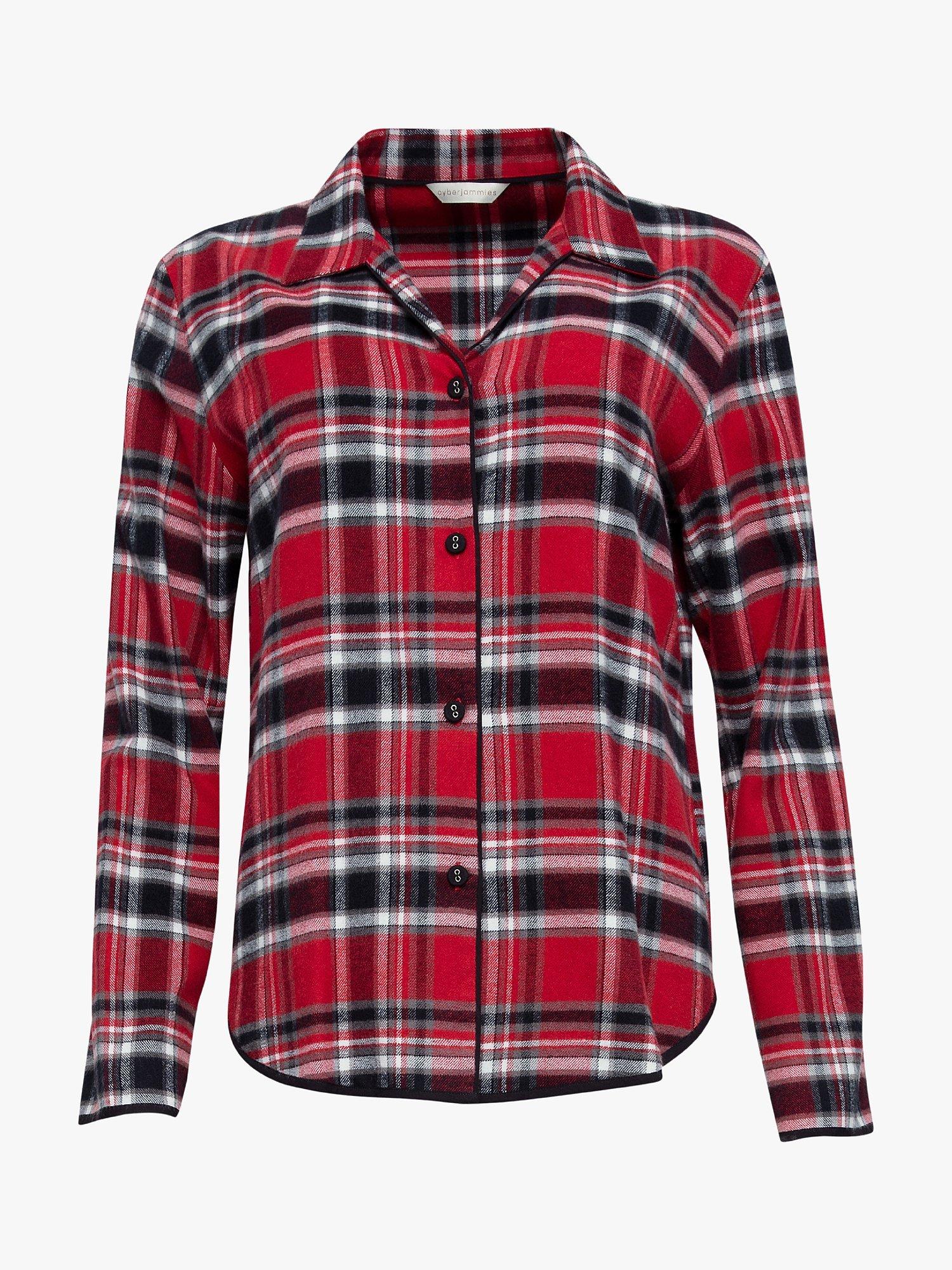 Cyberjammies Windsor Check Pyjama Top, Red Mix, 8