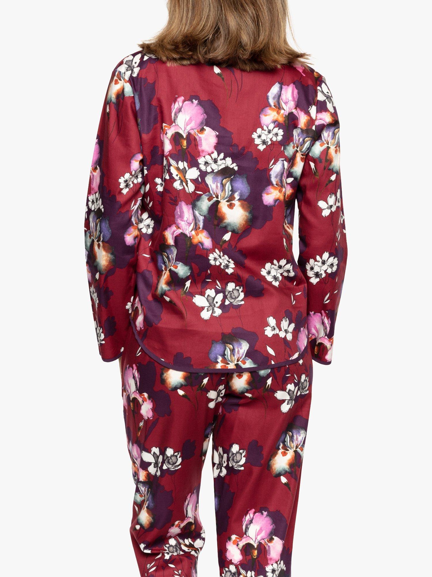 Product image 2 of 4, which shows Cyberjammies Clarissa Floral Print Pyjama Top, Burgundy Mix, 8
