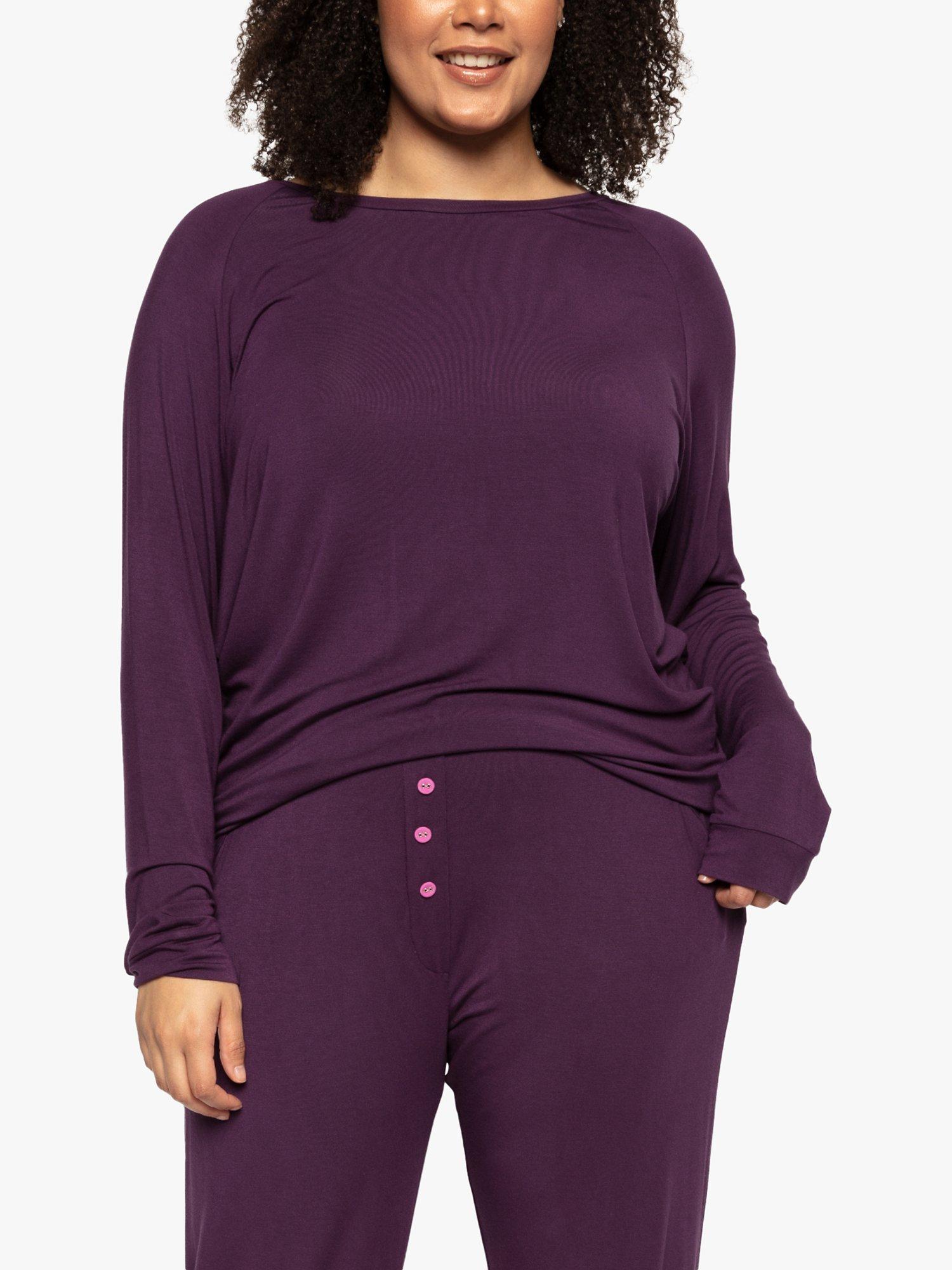 Product image 1 of 4, which shows Cyberjammies Clarissa Knit Slouch Pyjama Top, Purple, 8