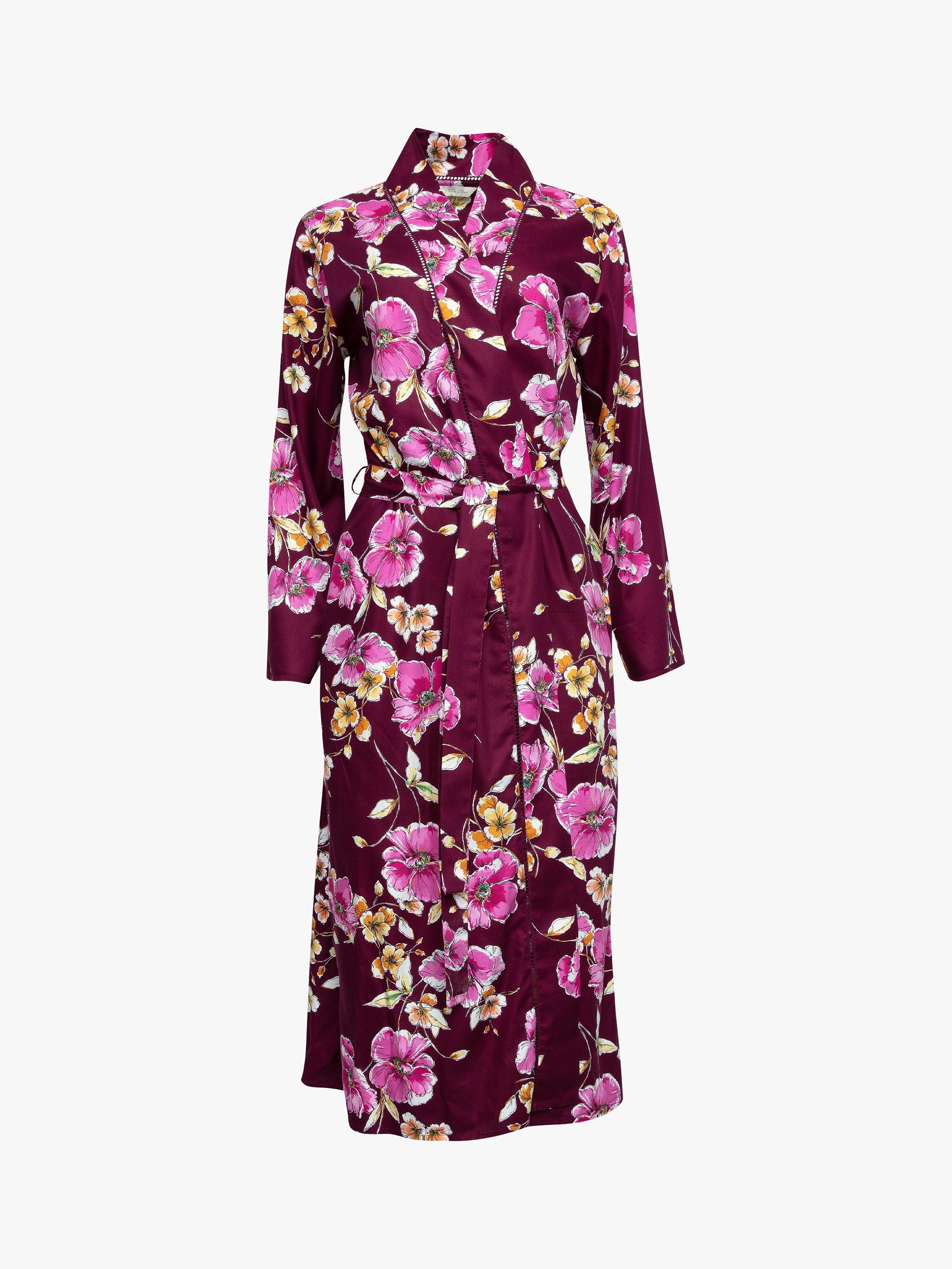 Product image 3 of 4, which shows Nora Rose by Cyberjammies Sara Floral Print Wrap Dressing Gown, Magenta Mix, 8
