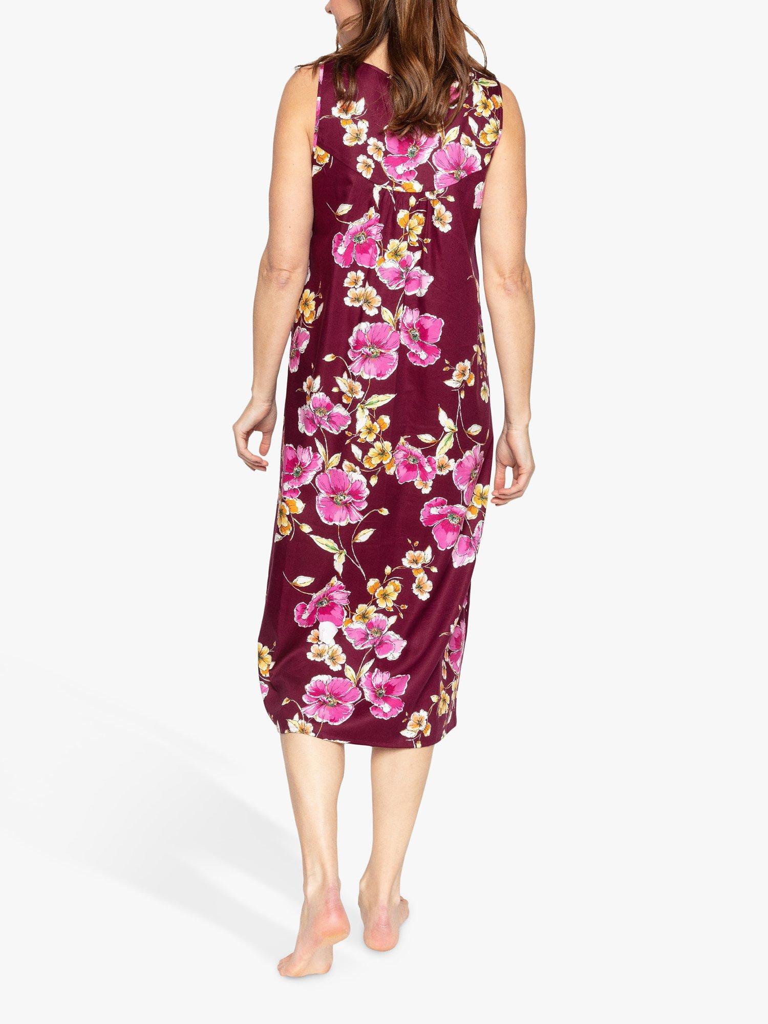 Product image 2 of 4, which shows Nora Rose by Cyberjammies Sara Floral Print Long Nightdress, Magenta Mix, 8