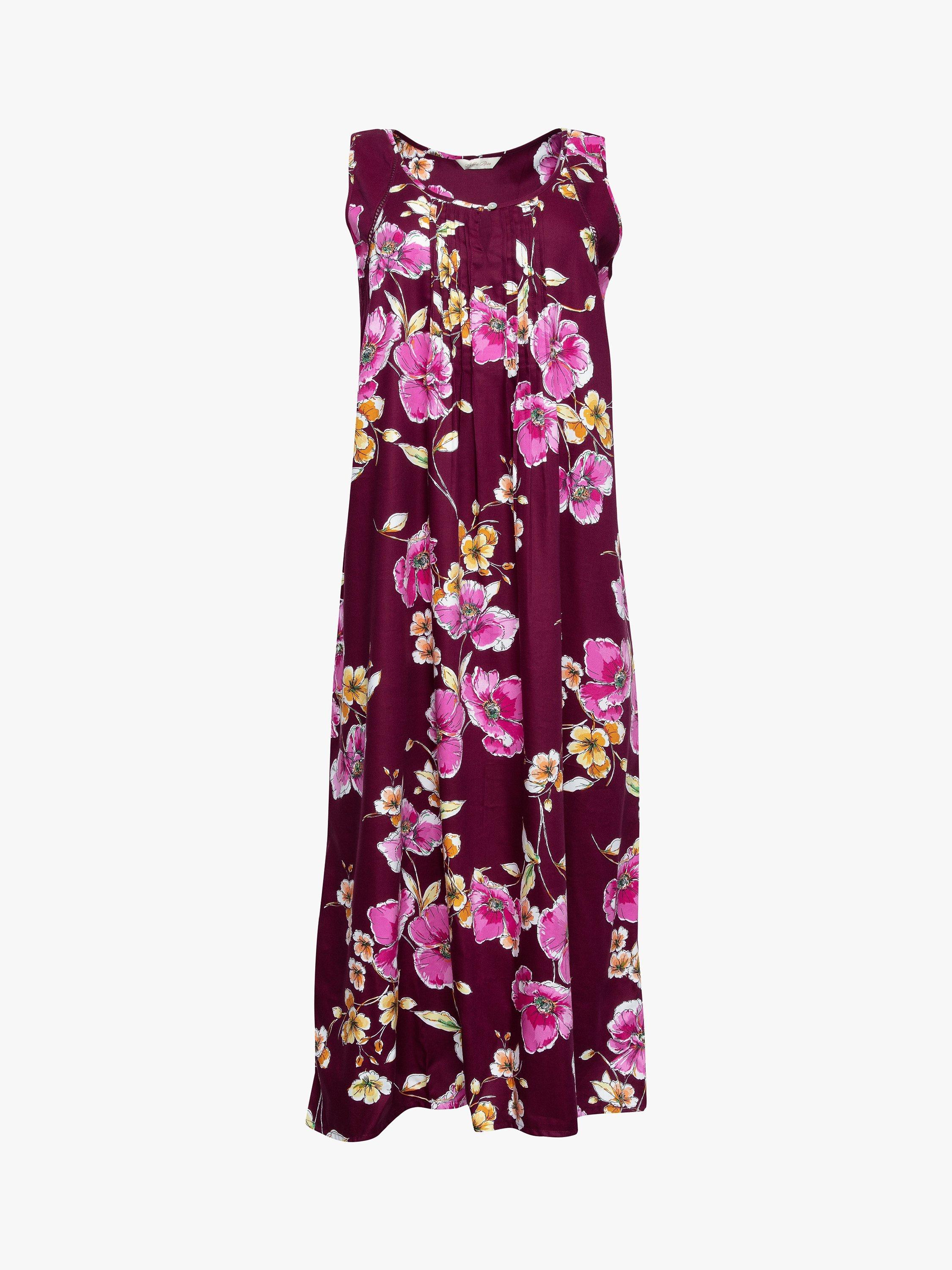 Product image 3 of 4, which shows Nora Rose by Cyberjammies Sara Floral Print Long Nightdress, Magenta Mix, 8