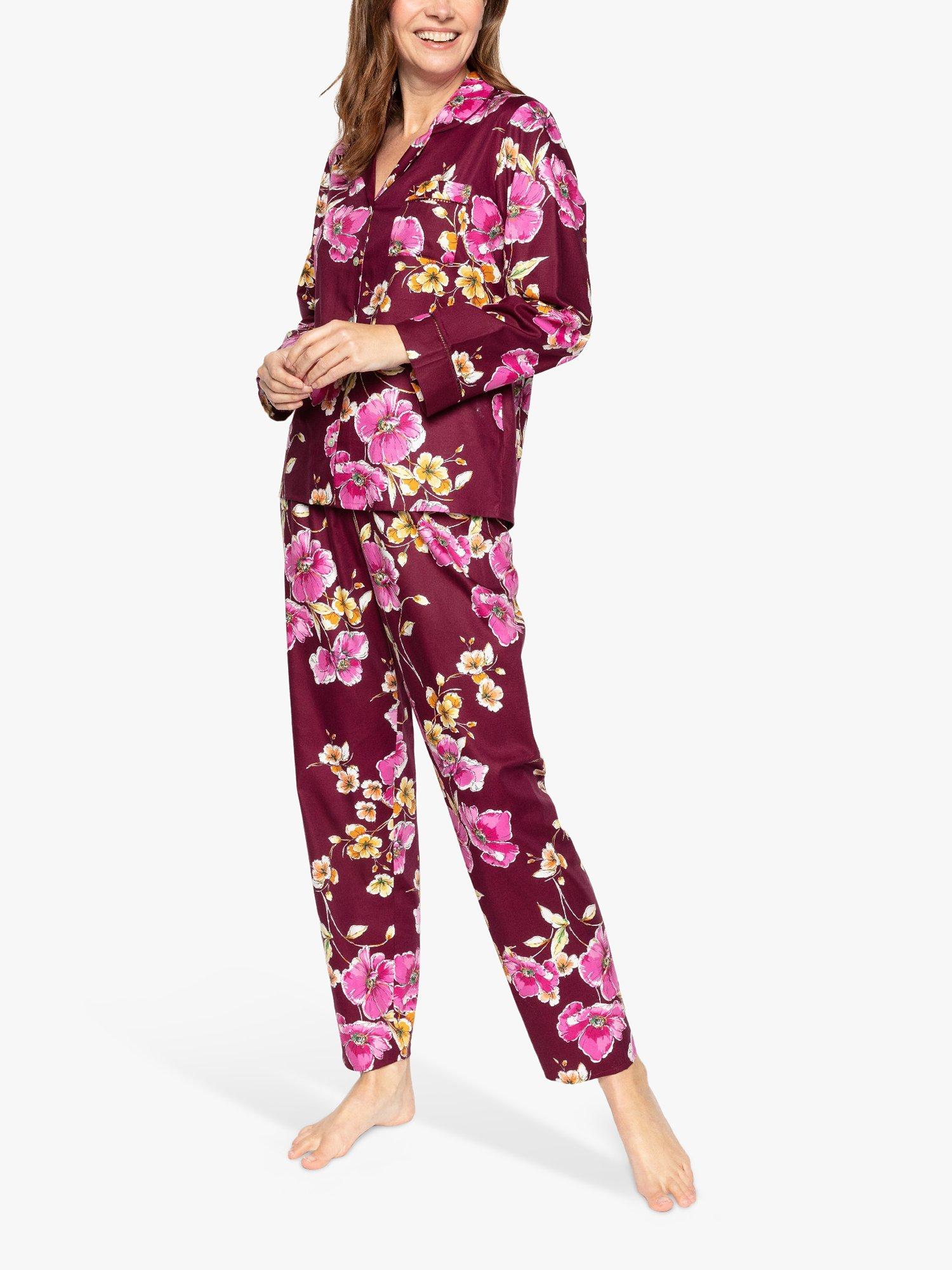Product image 1 of 4, which shows Nora Rose by Cyberjammies Sara Floral Print Long Pyjama Set, Magenta Mix, 8