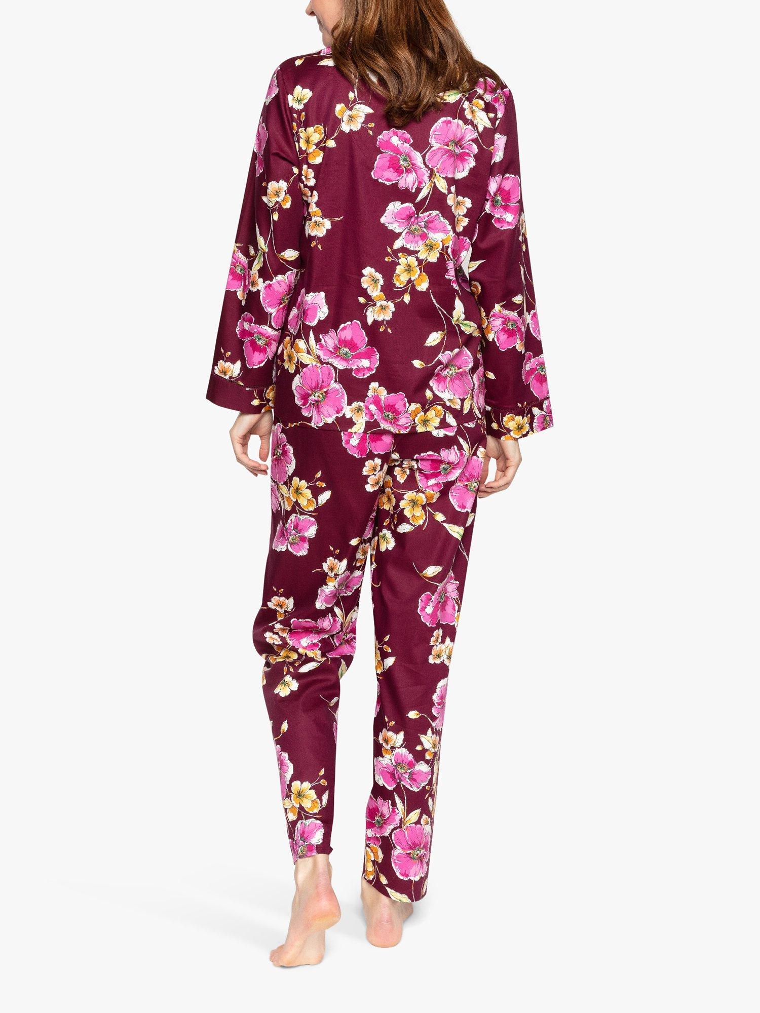 Product image 2 of 4, which shows Nora Rose by Cyberjammies Sara Floral Print Long Pyjama Set, Magenta Mix, 8
