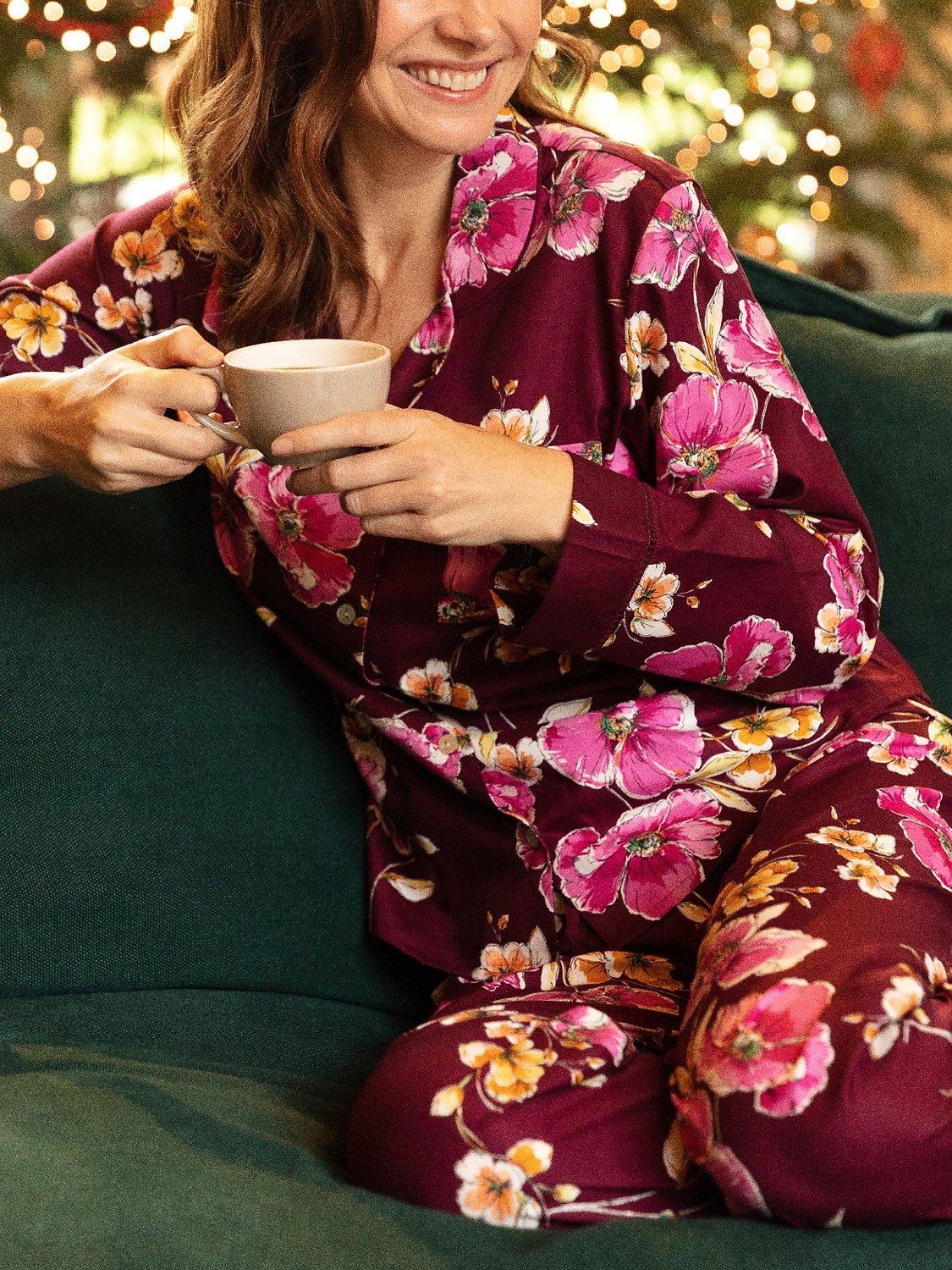 Product image 4 of 4, which shows Nora Rose by Cyberjammies Sara Floral Print Long Pyjama Set, Magenta Mix, 8