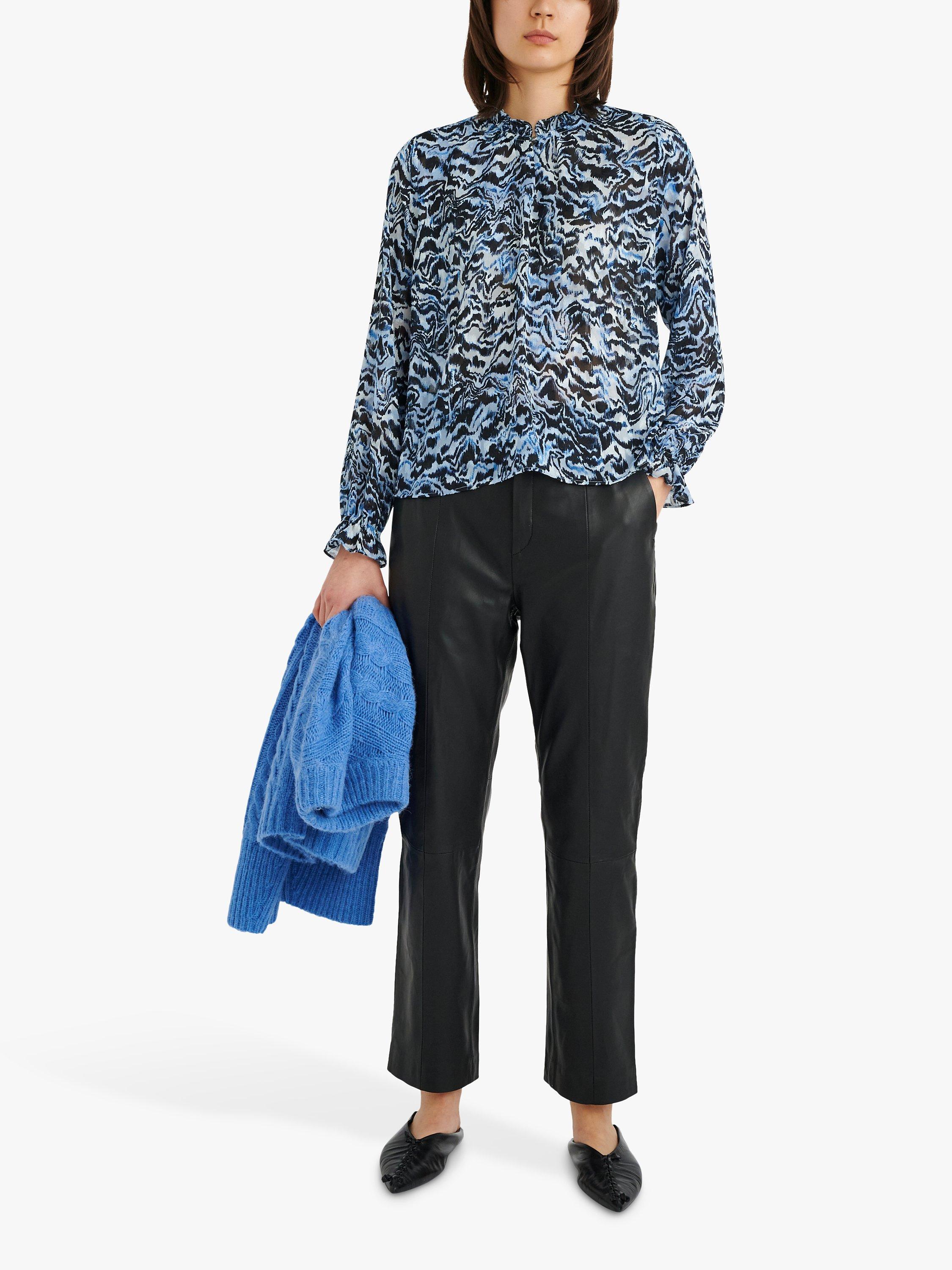 InWear Basira Abstract Print Blouse, Blue Bark
