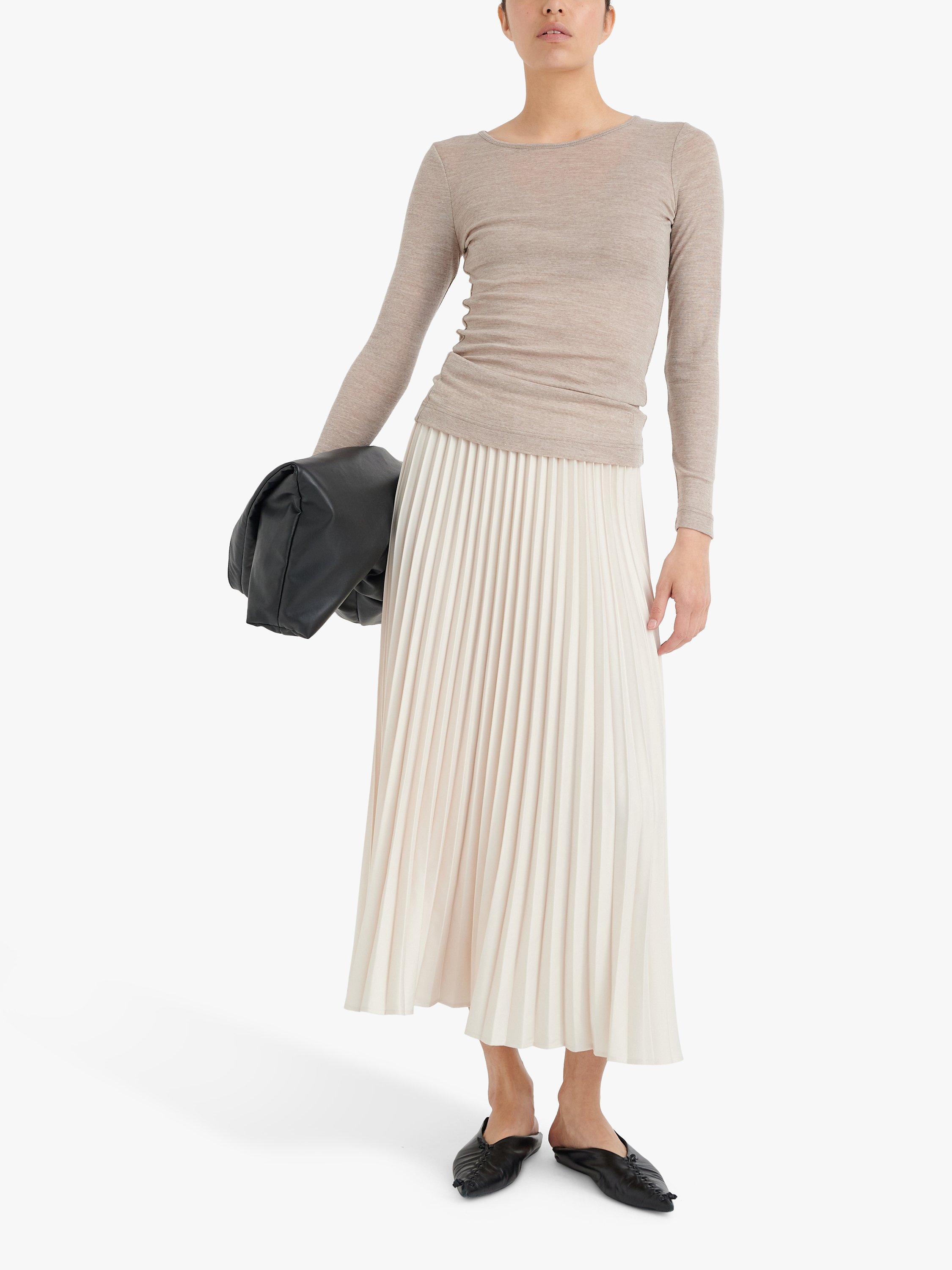 Product image 1 of 6, which shows InWear Fang Long Sleeve Fine Wool Top, Oatmeal Melange, XS