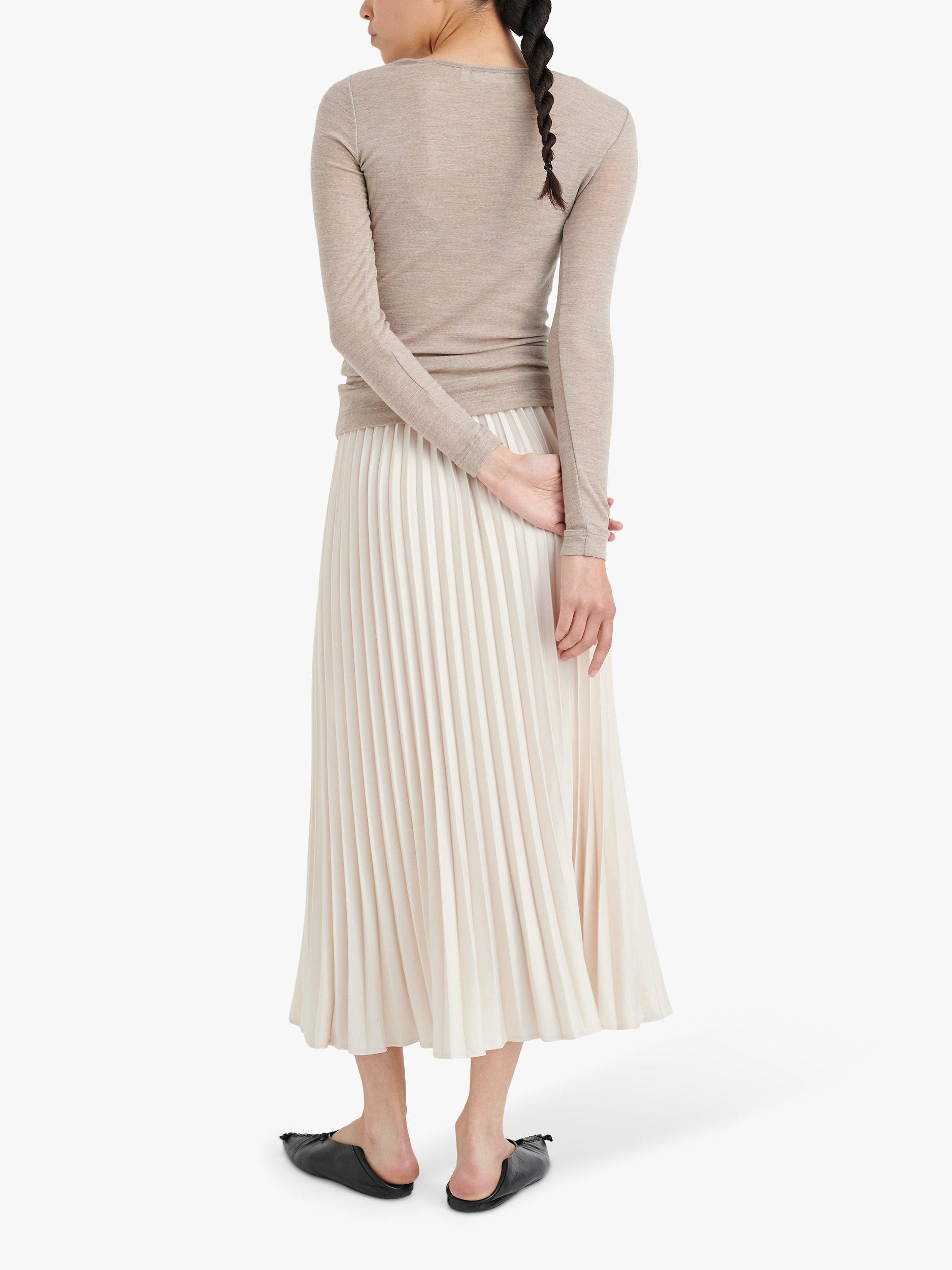 Product image 2 of 6, which shows InWear Fang Long Sleeve Fine Wool Top, Oatmeal Melange, XS