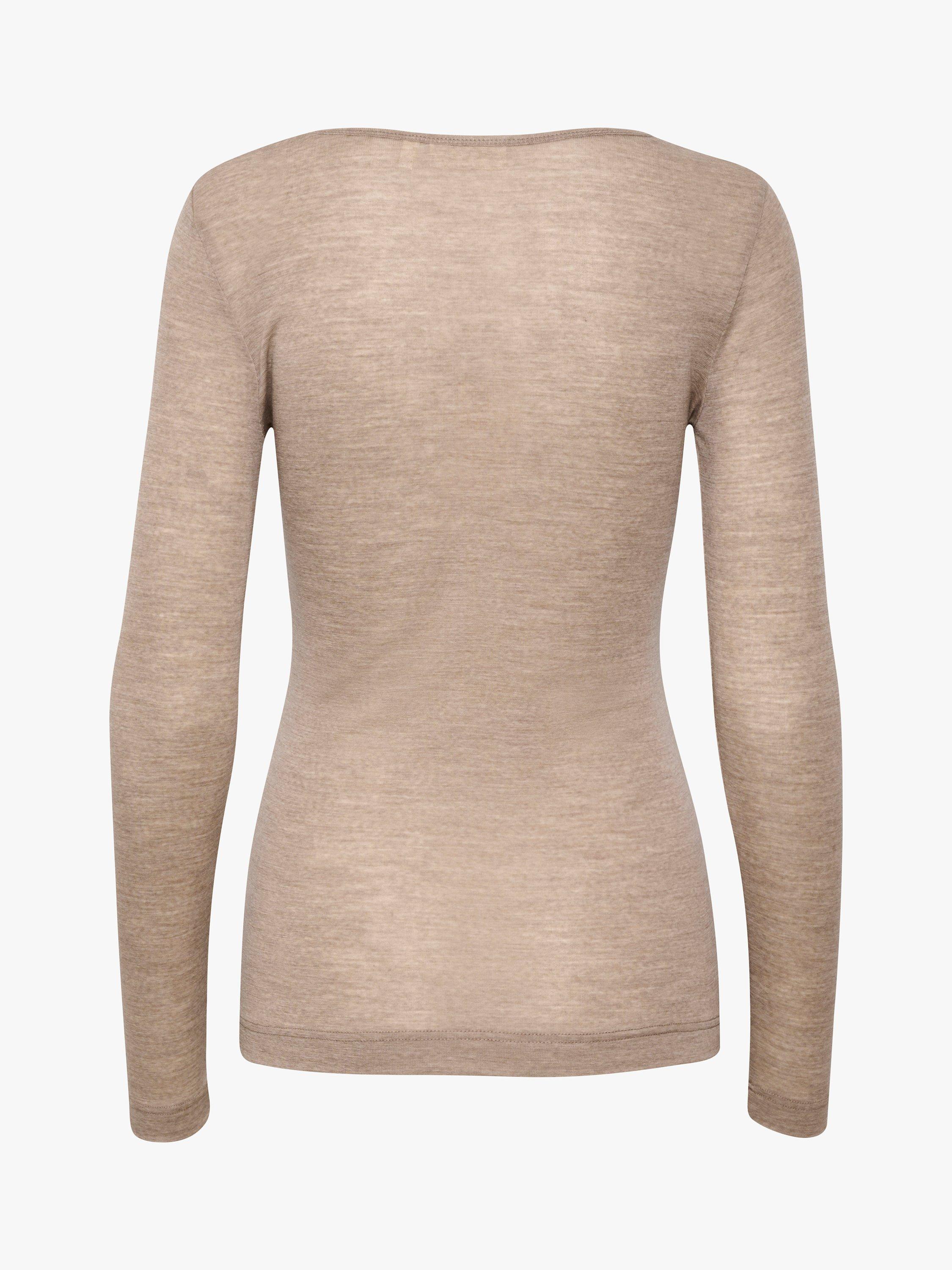 Product image 6 of 6, which shows InWear Fang Long Sleeve Fine Wool Top, Oatmeal Melange, XS