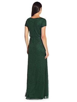 Adrianna Papell Blouson Beaded Evening Maxi Dress - view 2, Dusty Emerald