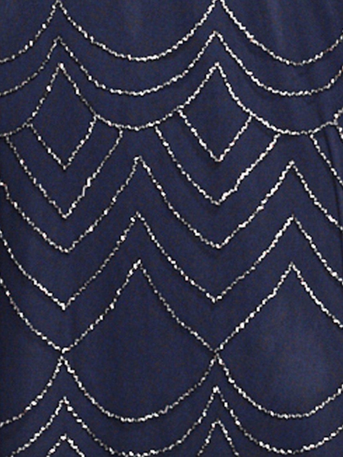 Product image 7 of 7, which shows Adrianna Papell Blouson Beaded Evening Maxi Dress, Navy, 6