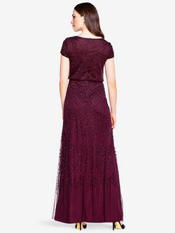 Adrianna Papell Blouson Beaded Evening Maxi Dress - view 2, Cassis