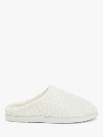 John Lewis Waffle Memory Foam Mule Slippers, White