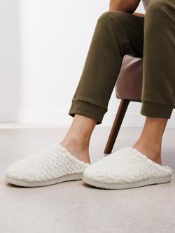 John Lewis Waffle Memory Foam Mule Slippers - view 2, Off White