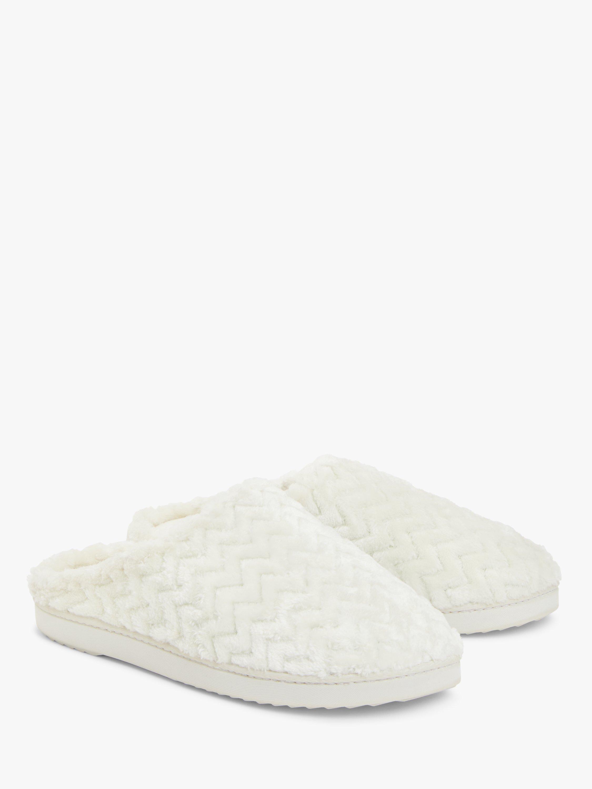 John Lewis Memory Foam Waffle Mule  Slippers, Off White, 3