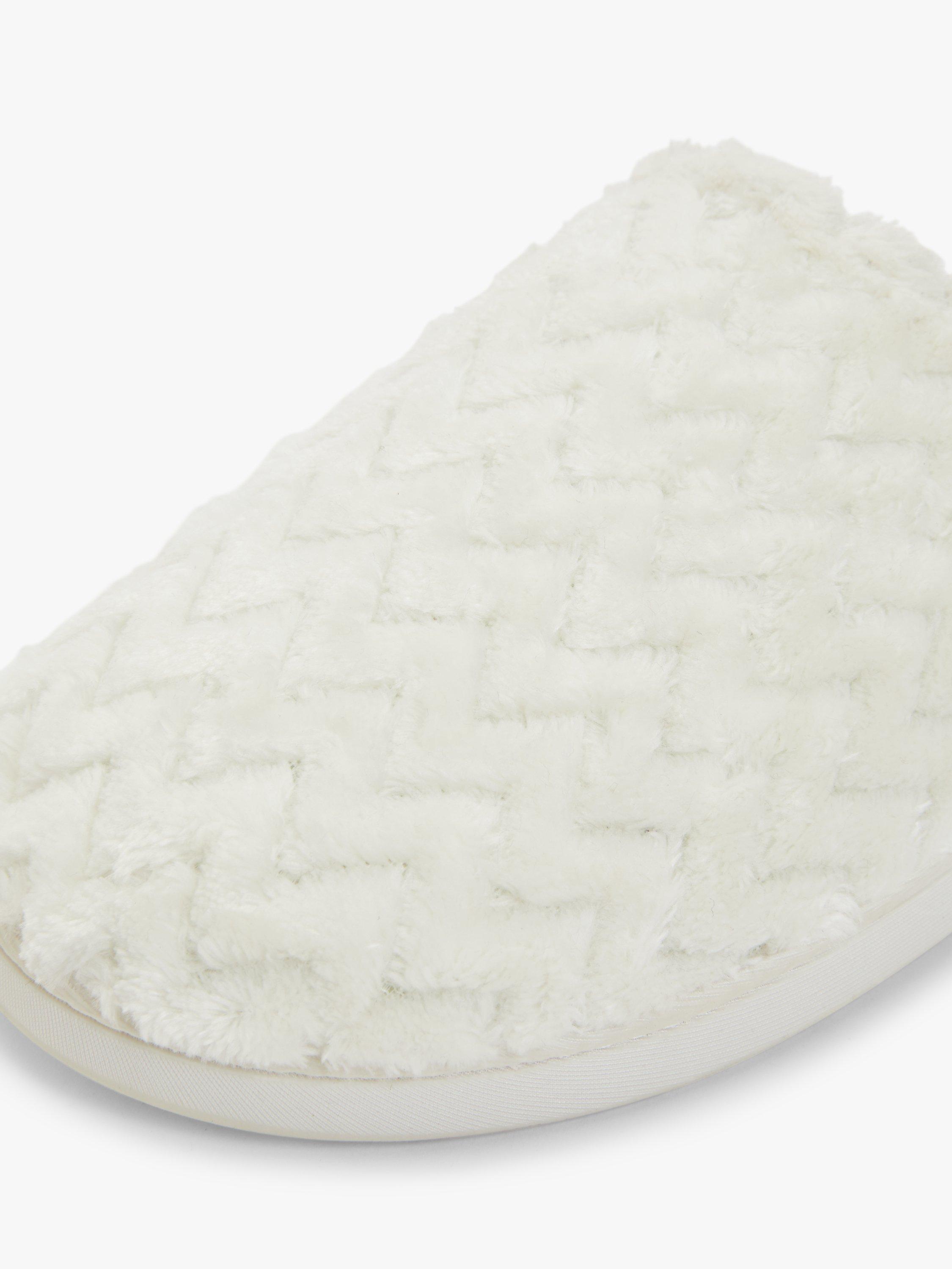 John Lewis Memory Foam Waffle Mule  Slippers, Off White, 3