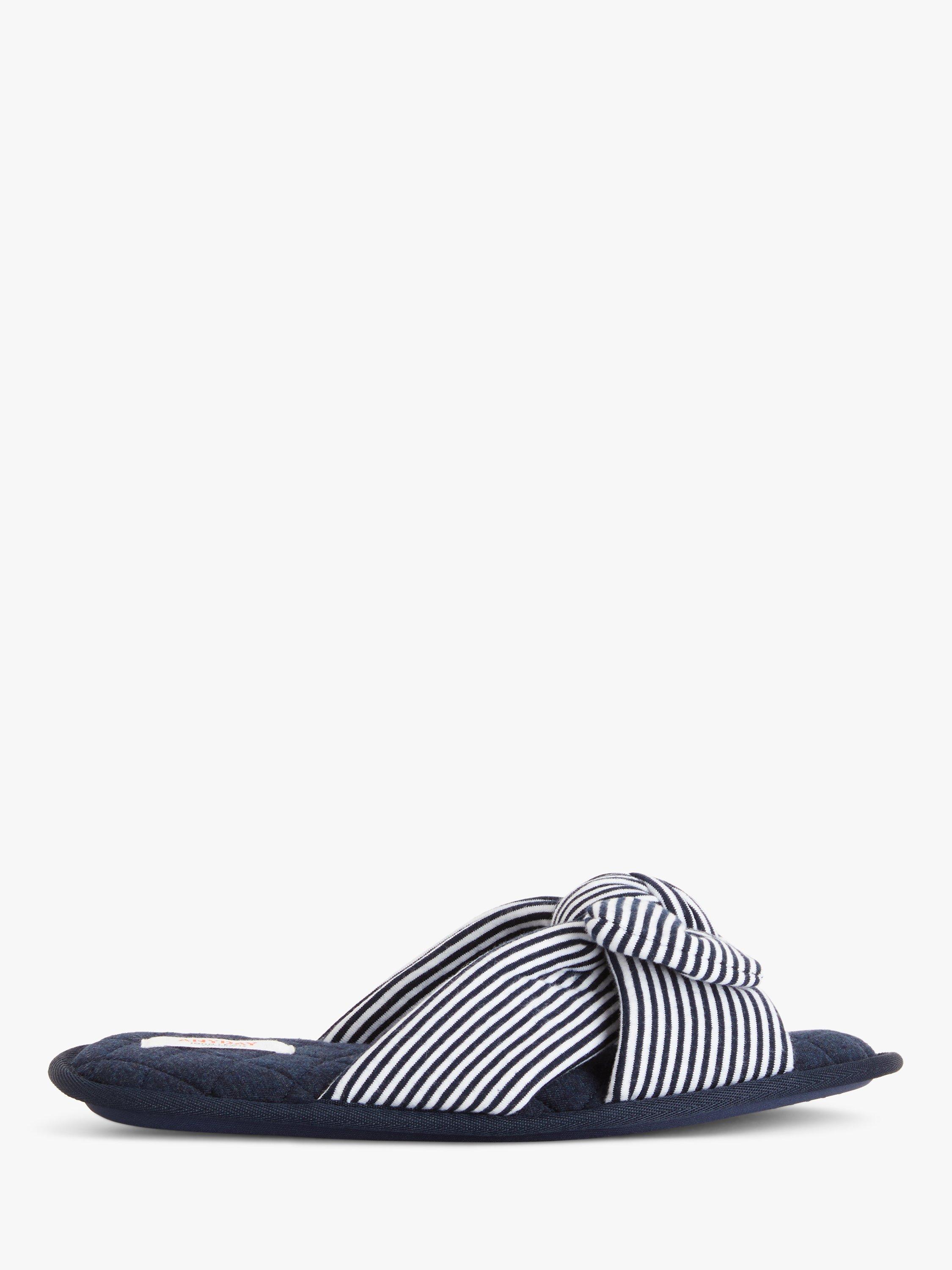John Lewis ANYDAY Stripy Bow Tie Slider Slippers, Navy Stripe