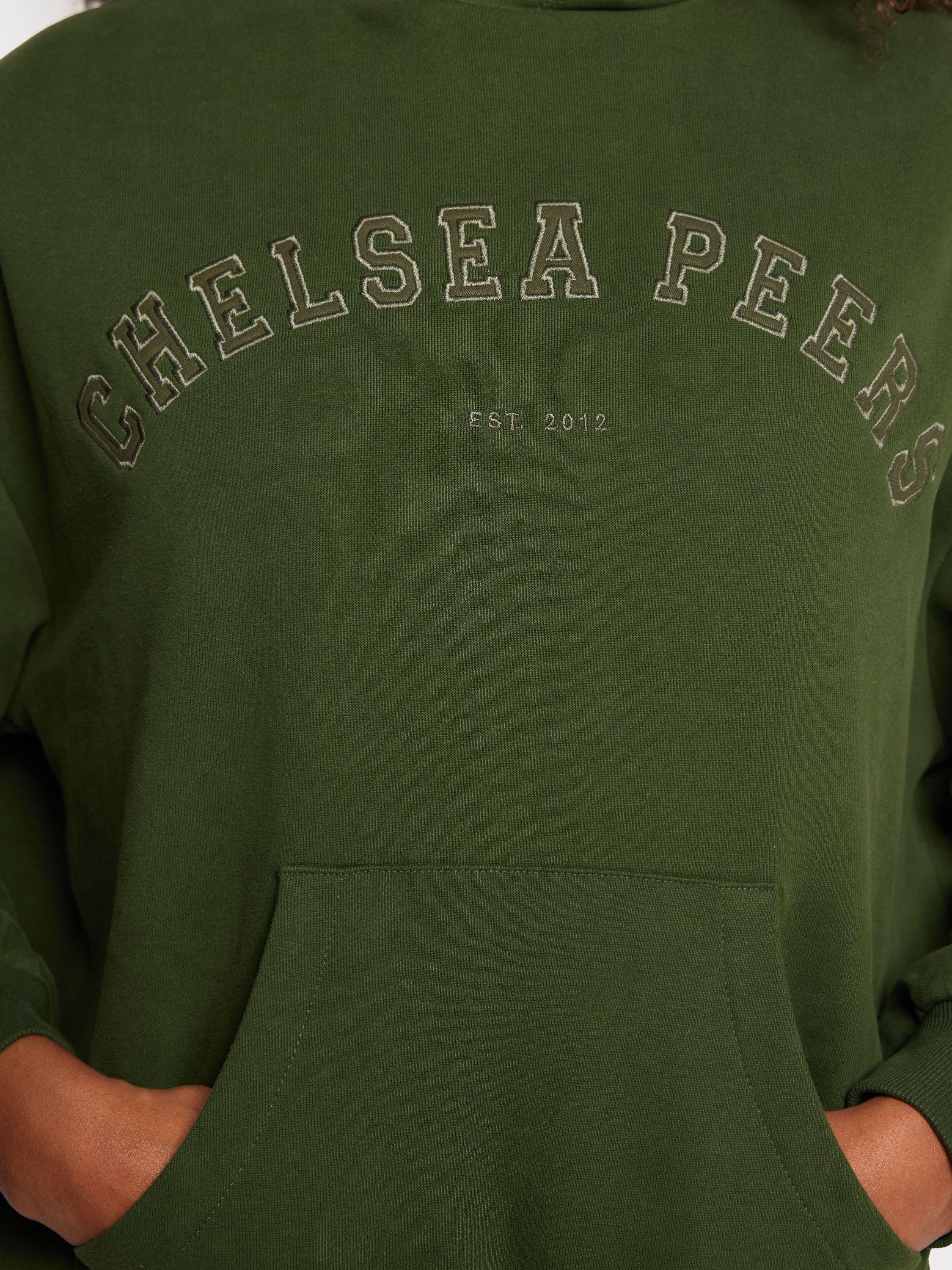 Product image 2 of 7, which shows Chelsea Peers GOTS Organic Cotton Logo Hoodie, Green, 6