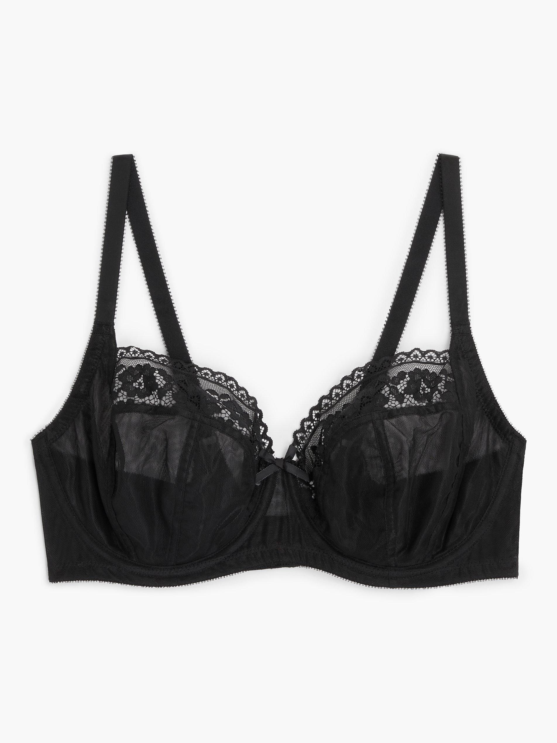 Product image 3 of 5, which shows John Lewis Maisey Non Padded Lace Edge Bra, Black, 30DD
