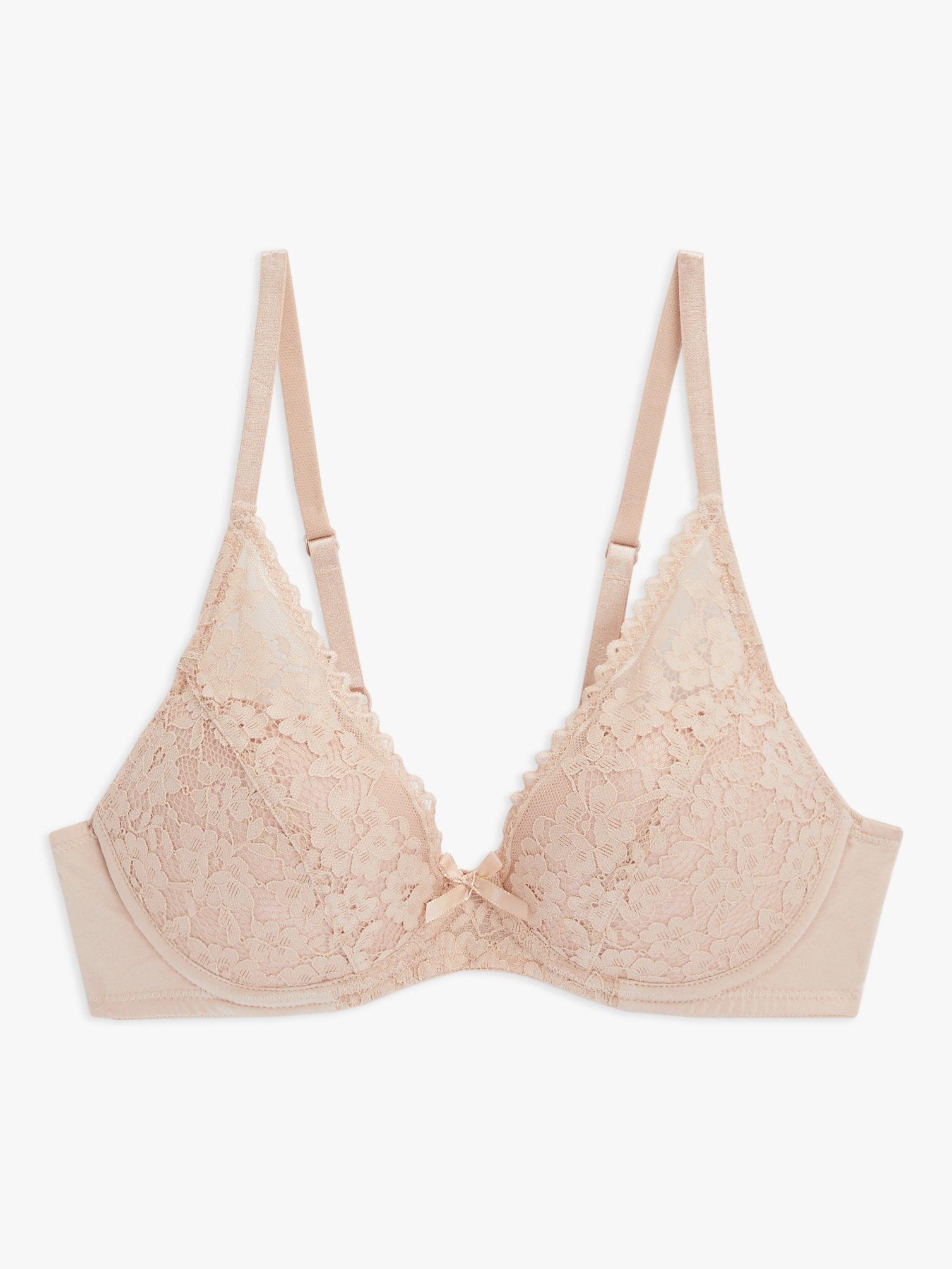 Product image 4 of 5, which shows John Lewis Caroe Padded High Apex Bra, Almond, 32B