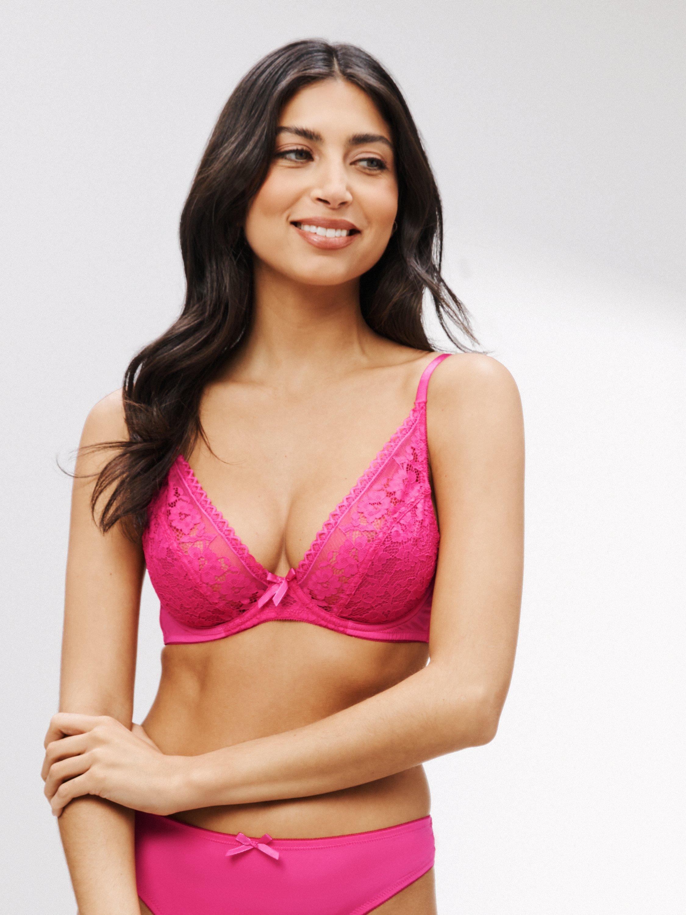 John Lewis Caroe Non Padded High Apex Bra, Pink Peacock