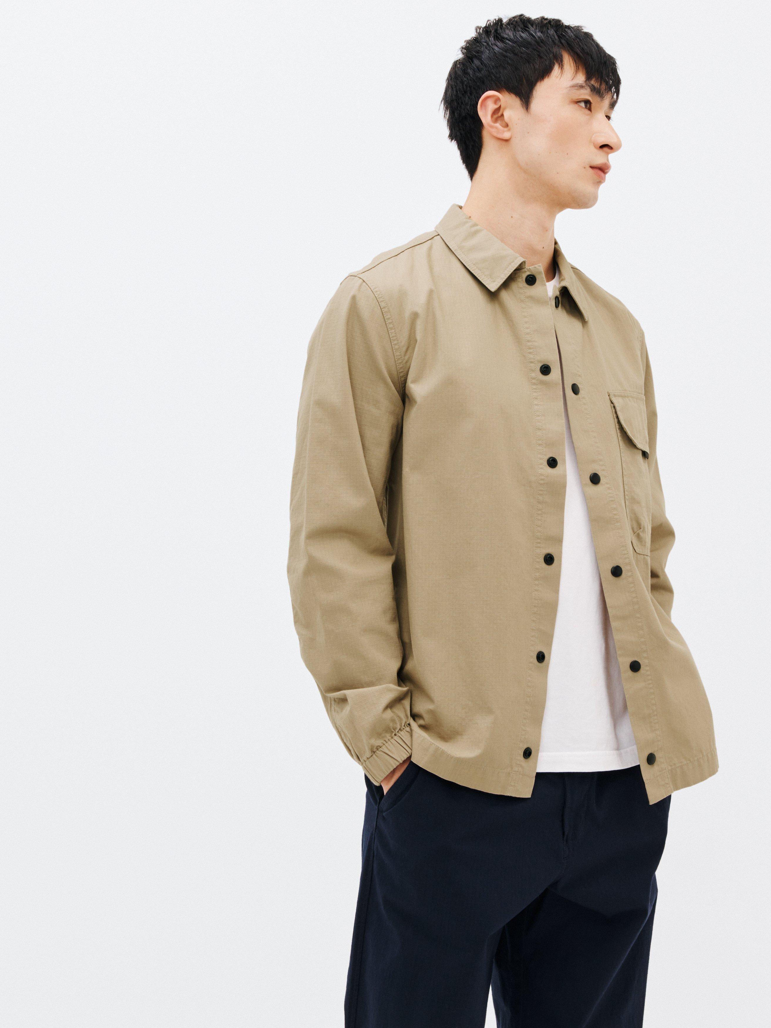 John Lewis ANYDAY Cotton Ripstop Overshirt, Sand