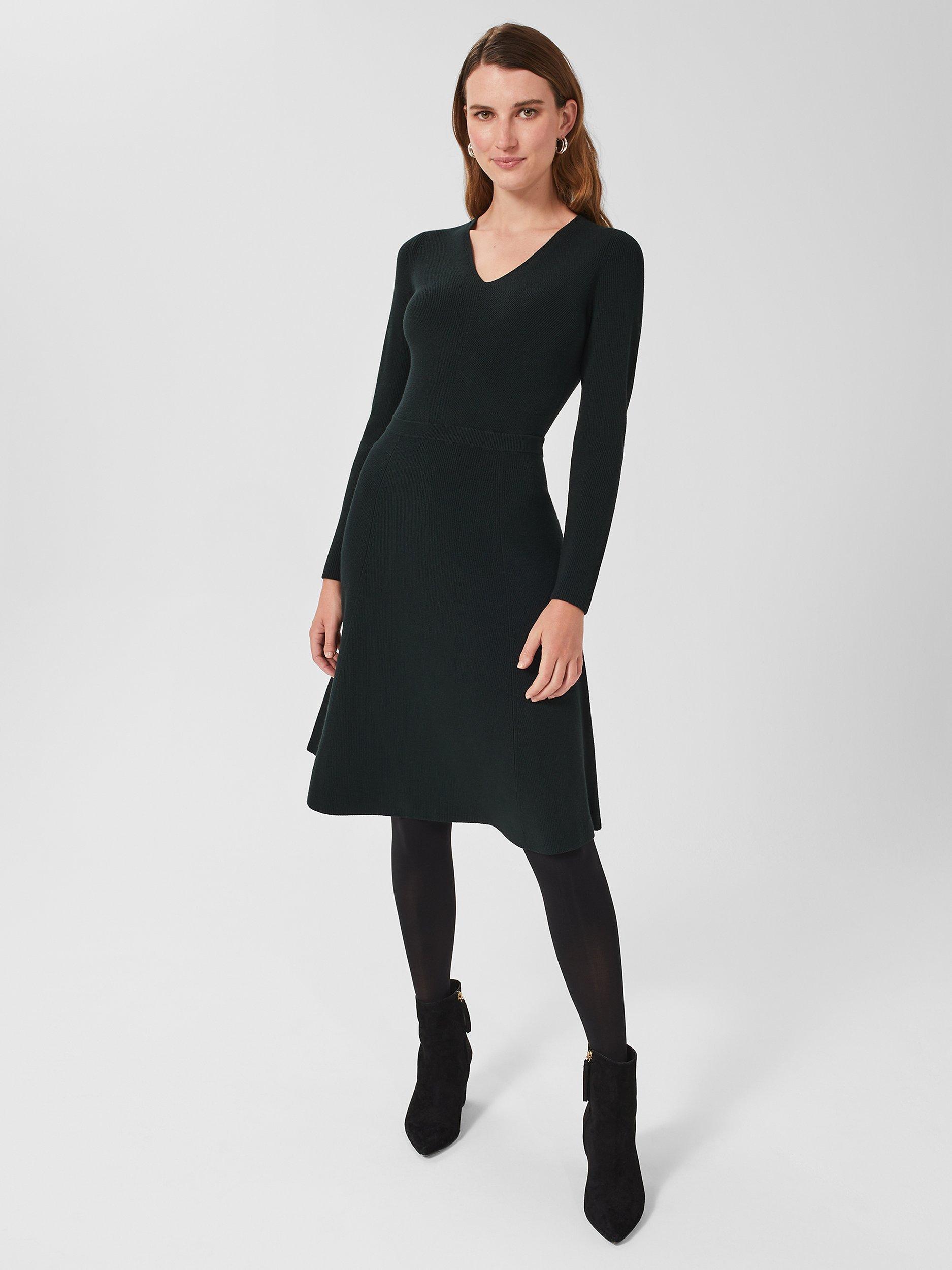 Hobbs Joy Knitted Dress, Forest Green
