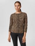 Hobbs Katherine Wool Leopard Print Jumper, Brown