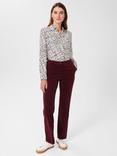 Hobbs Eva Cross Hatch Print Shirt, Ivory/Plum